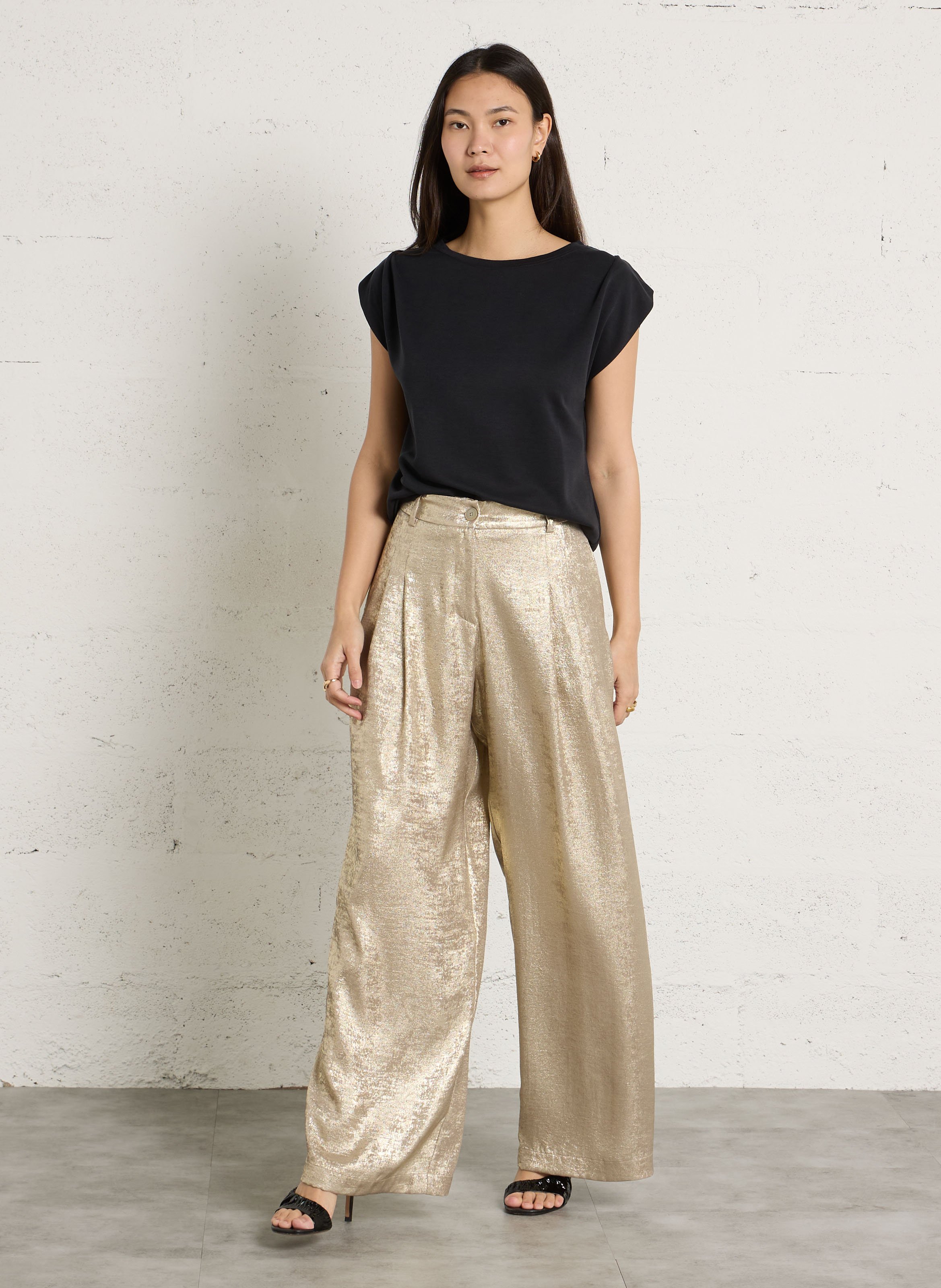 Effen top met lange mouwen en ronde hals MAISON 123 Zwart