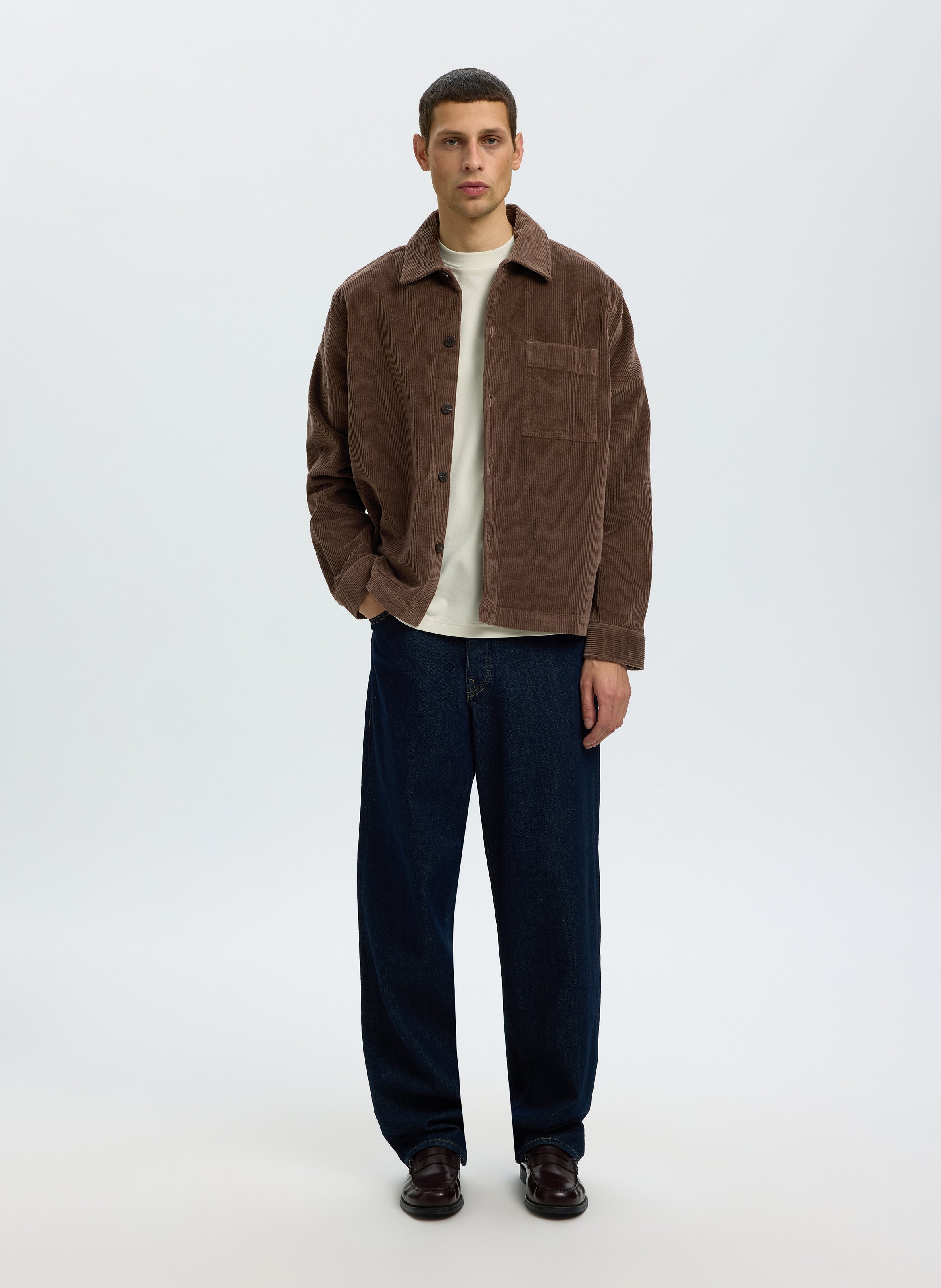 Chemise oversize en coton bio mélangé SELECTED Marron