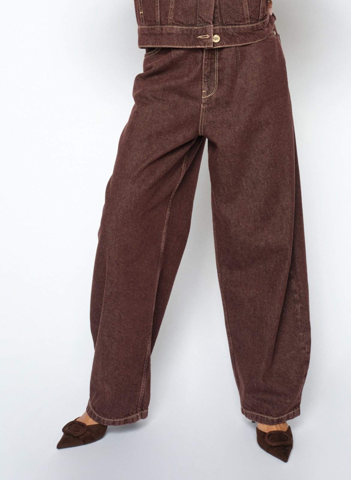 High-waisted plain denim jeans MOS MOSH Red