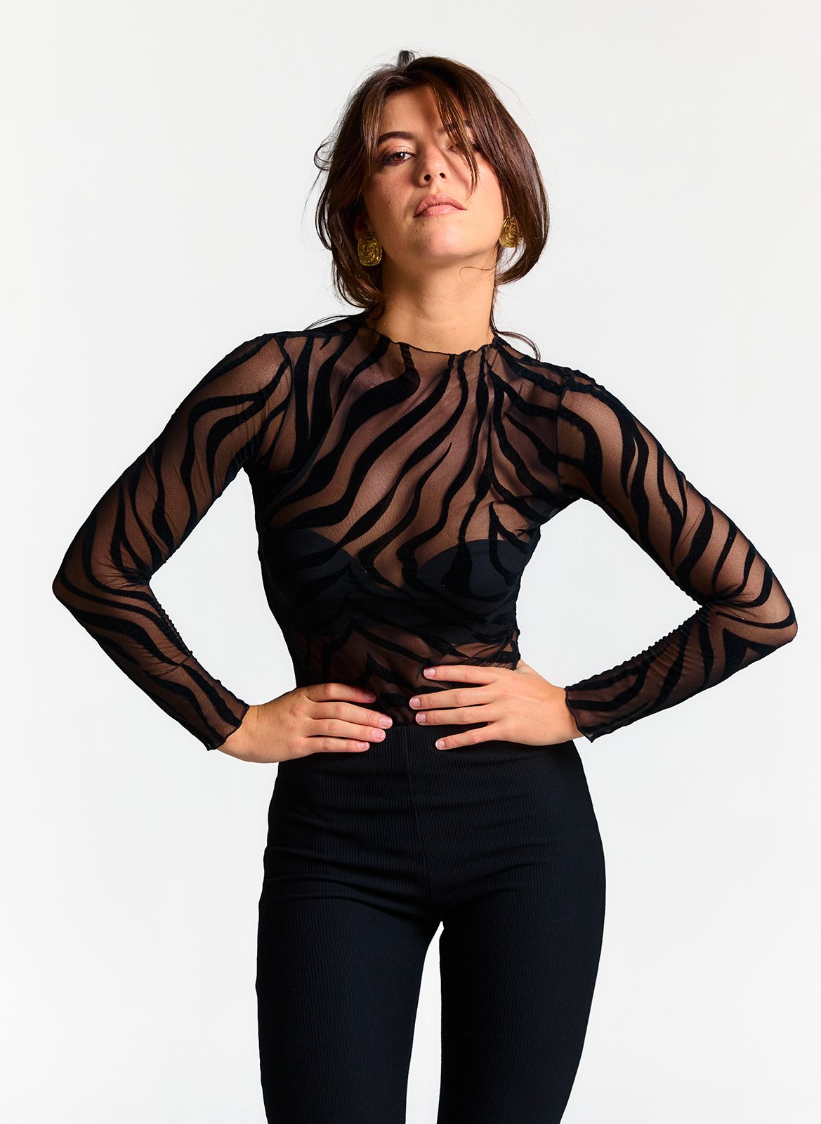 Body col montant à motif  FLAIR Noir