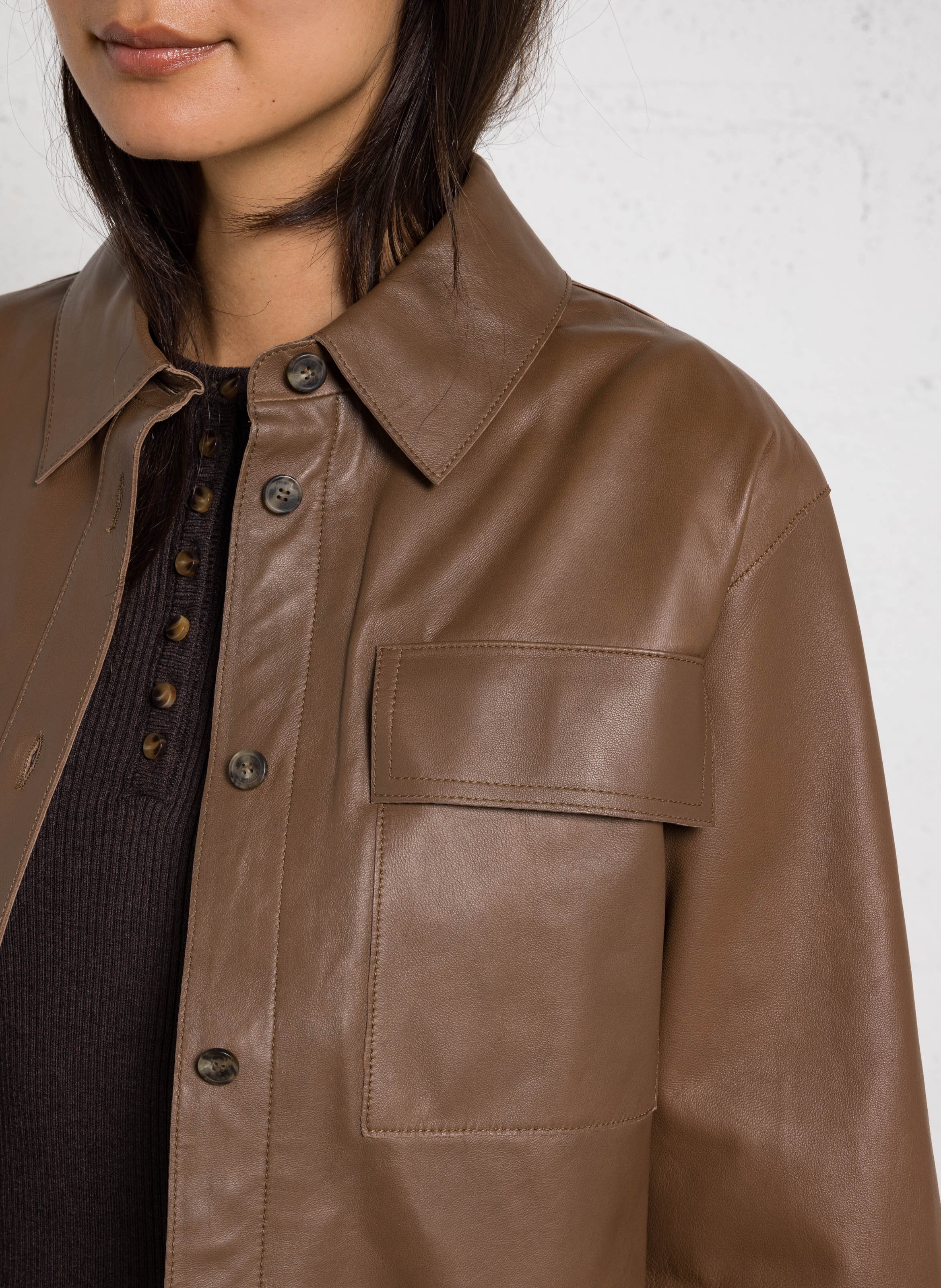 Kurze gerade Lederjacke MAX MARA WEEK END Braun