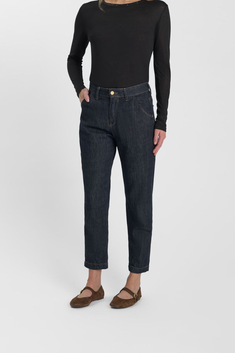 Loose, oversized girlfriend jeans, 7/8 length LE TEMPS DES CERISES Blue