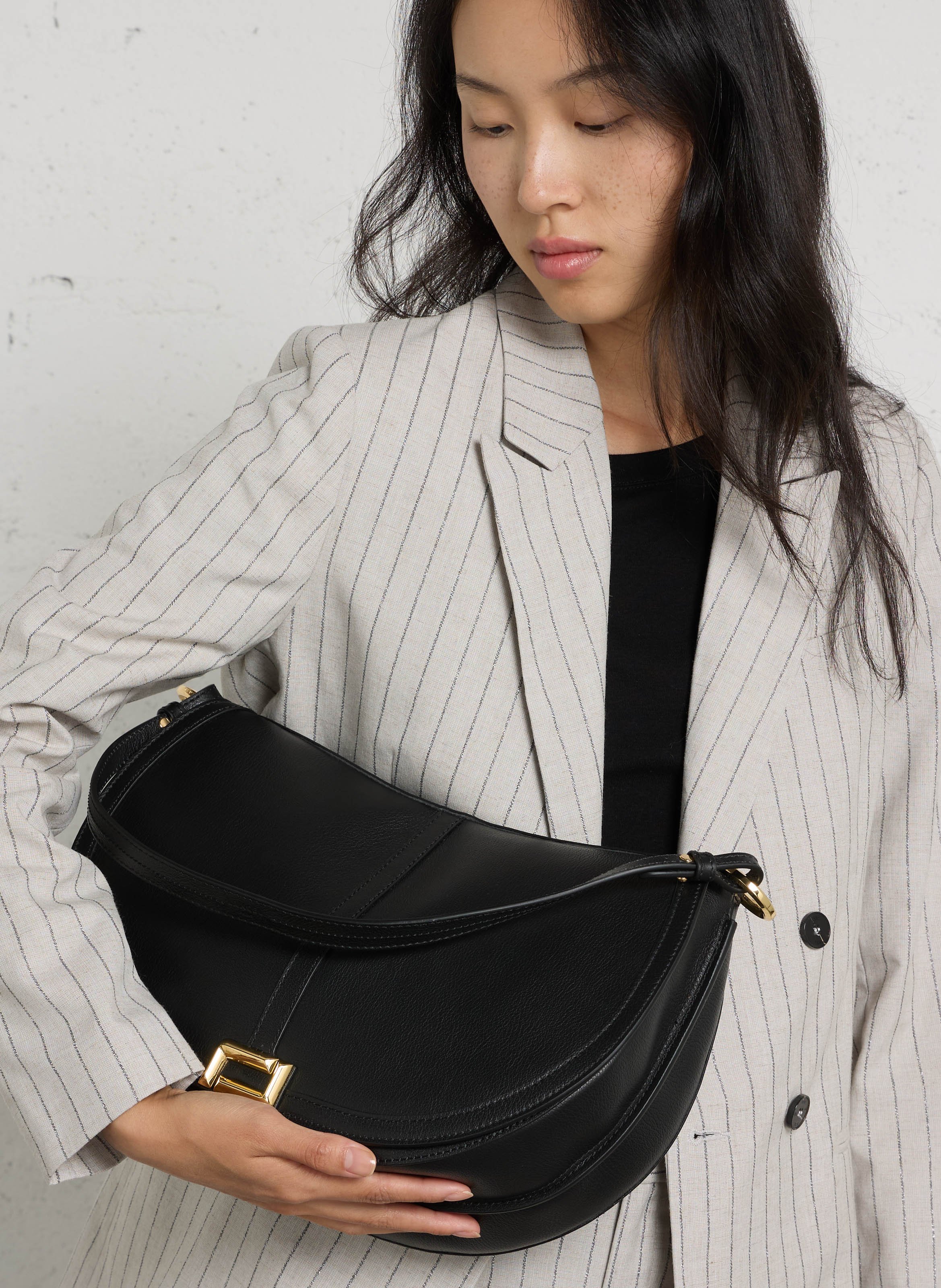 Sac bandoulière en cuir de vachette LANCEL Noir