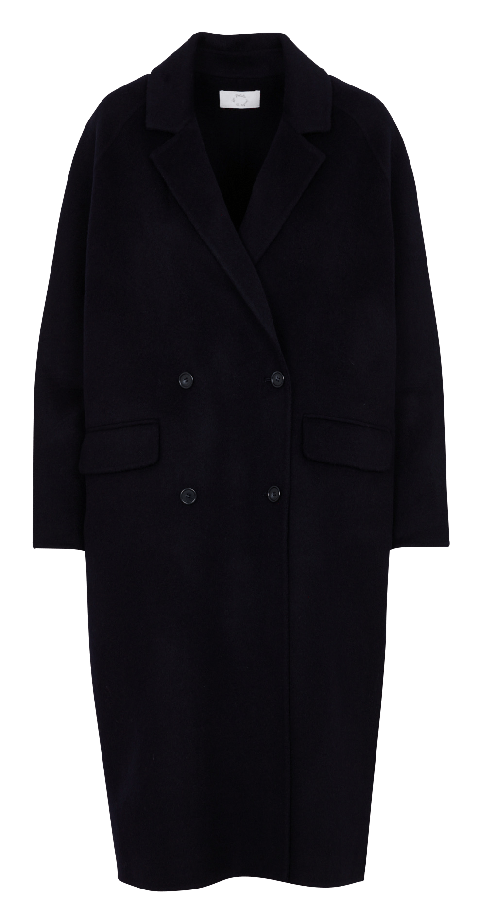 Manteau long ample col tailleur en laine DES PETITS HAUTS Bleu