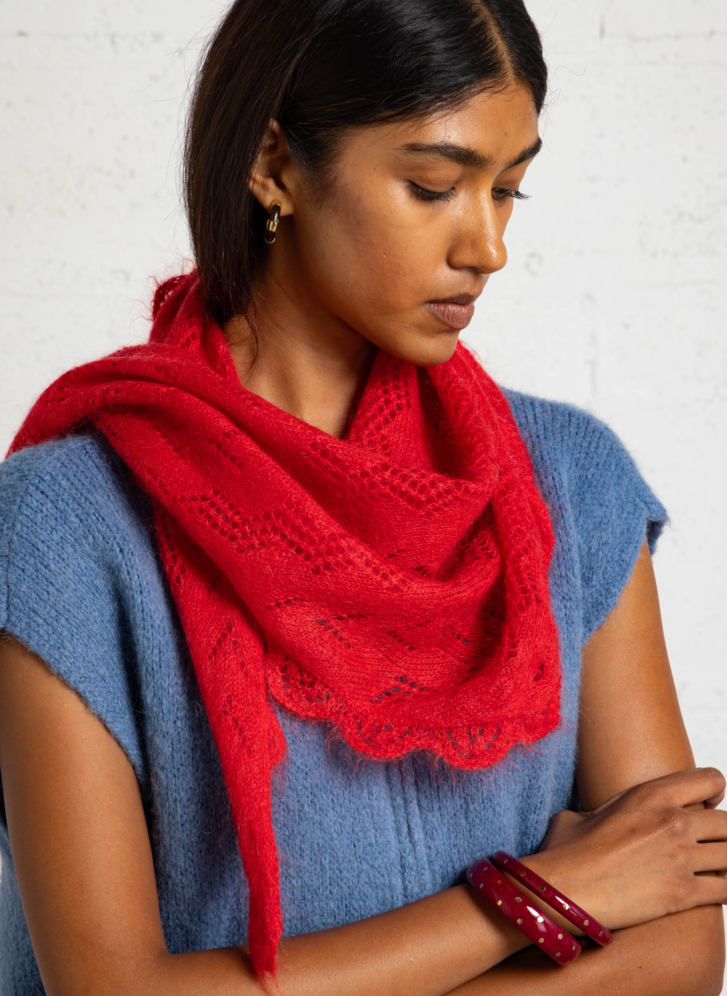 Foulard maille ajourée en mohair mélangé BECKSONDERGAARD