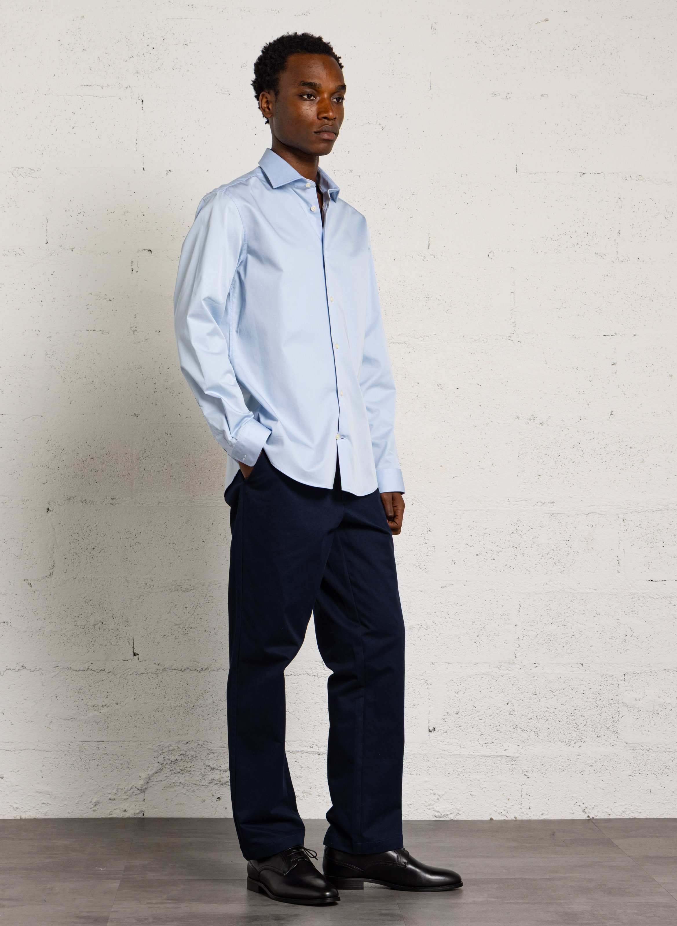 Chemise col classique en coton AU PRINTEMPS PARIS Bleu