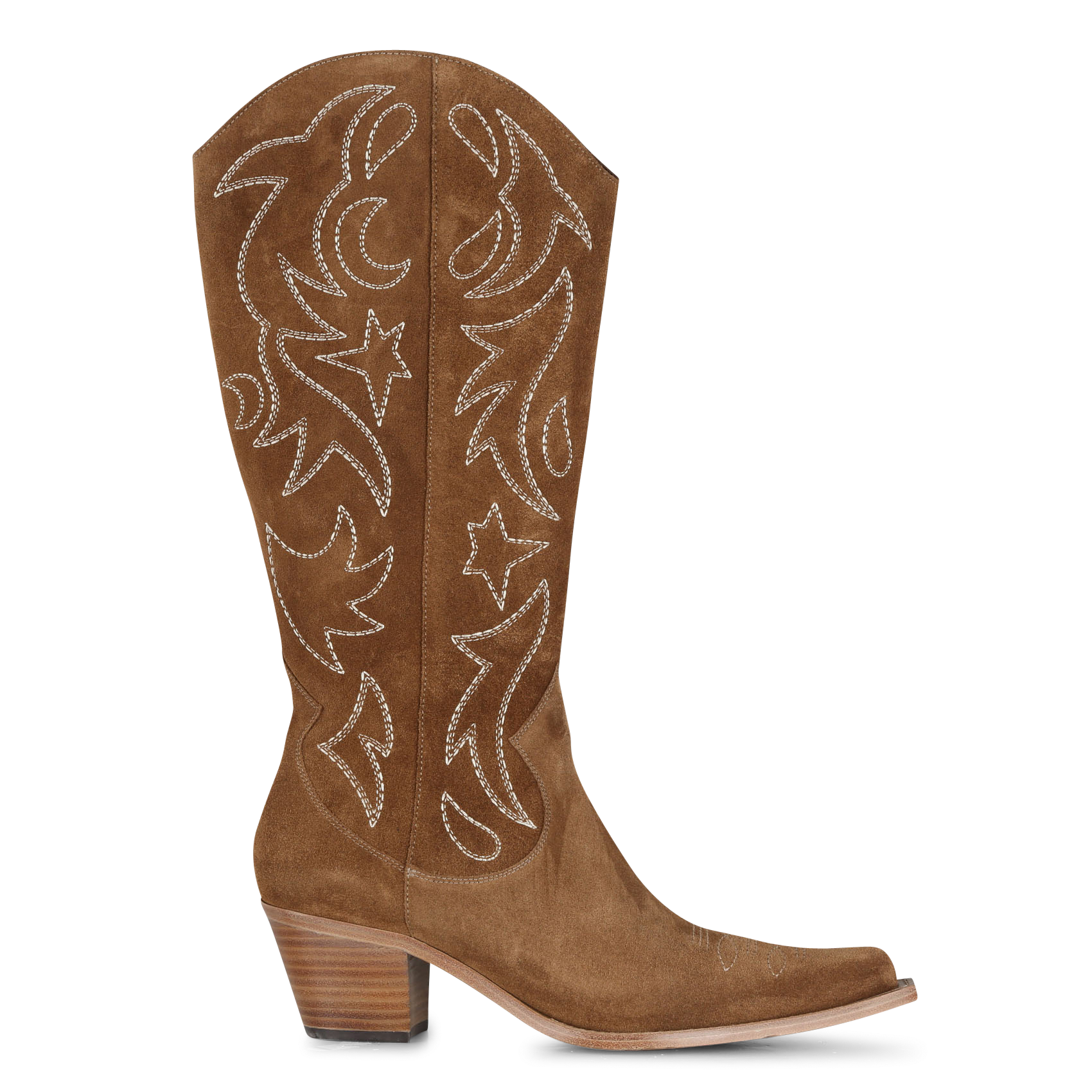 Bottes en cuir avec broderies MarronFREE LANCE