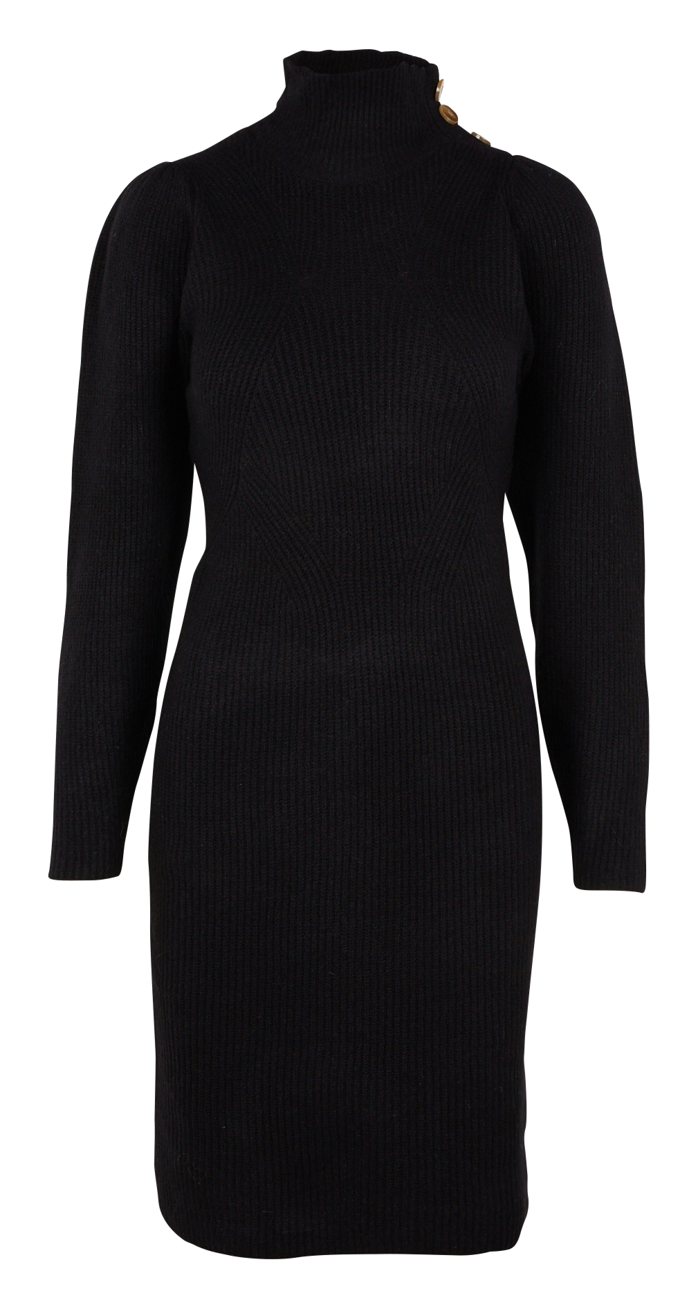 Short mixed-knit dress with high neck YAS Brown