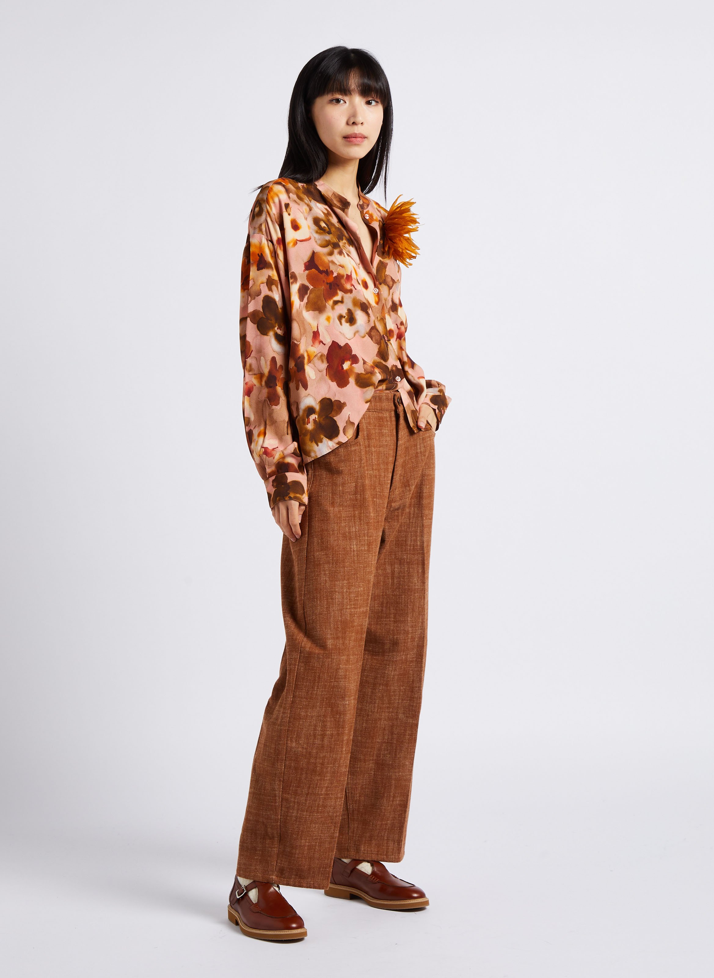 Camisa holgada de cuello redondo ATTIC AND BARN Rosa