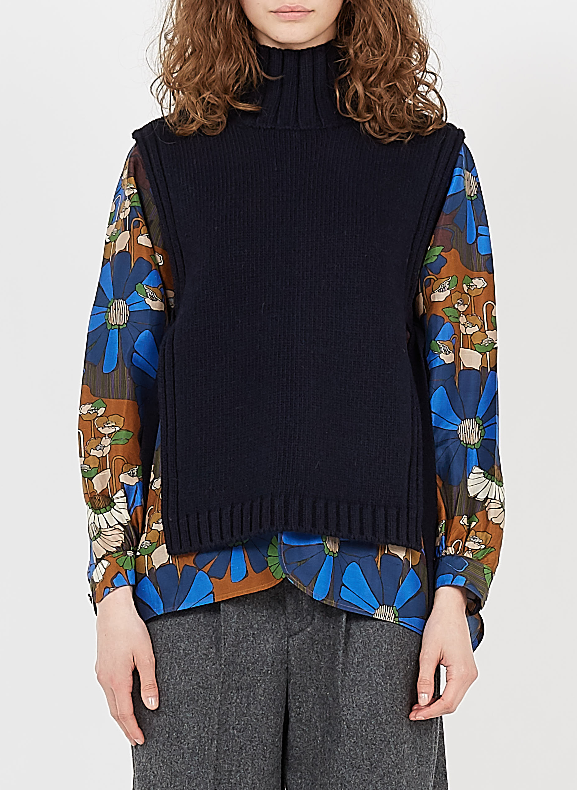 Sleeveless high-neck wool-blend sweater SOEUR Blue