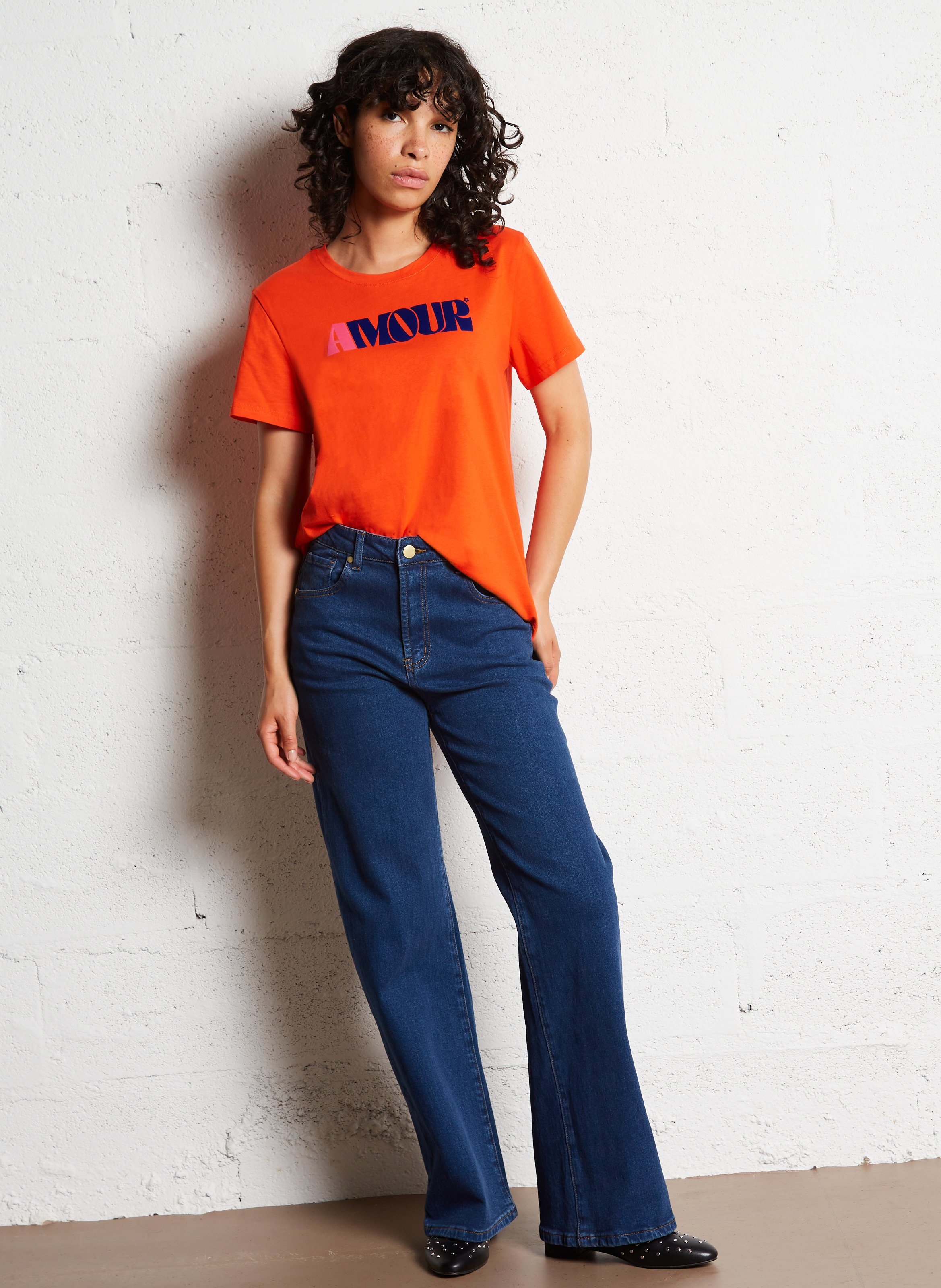 Jean large taille haute en coton mélangé LA PETITE ETOILE Jean brut
