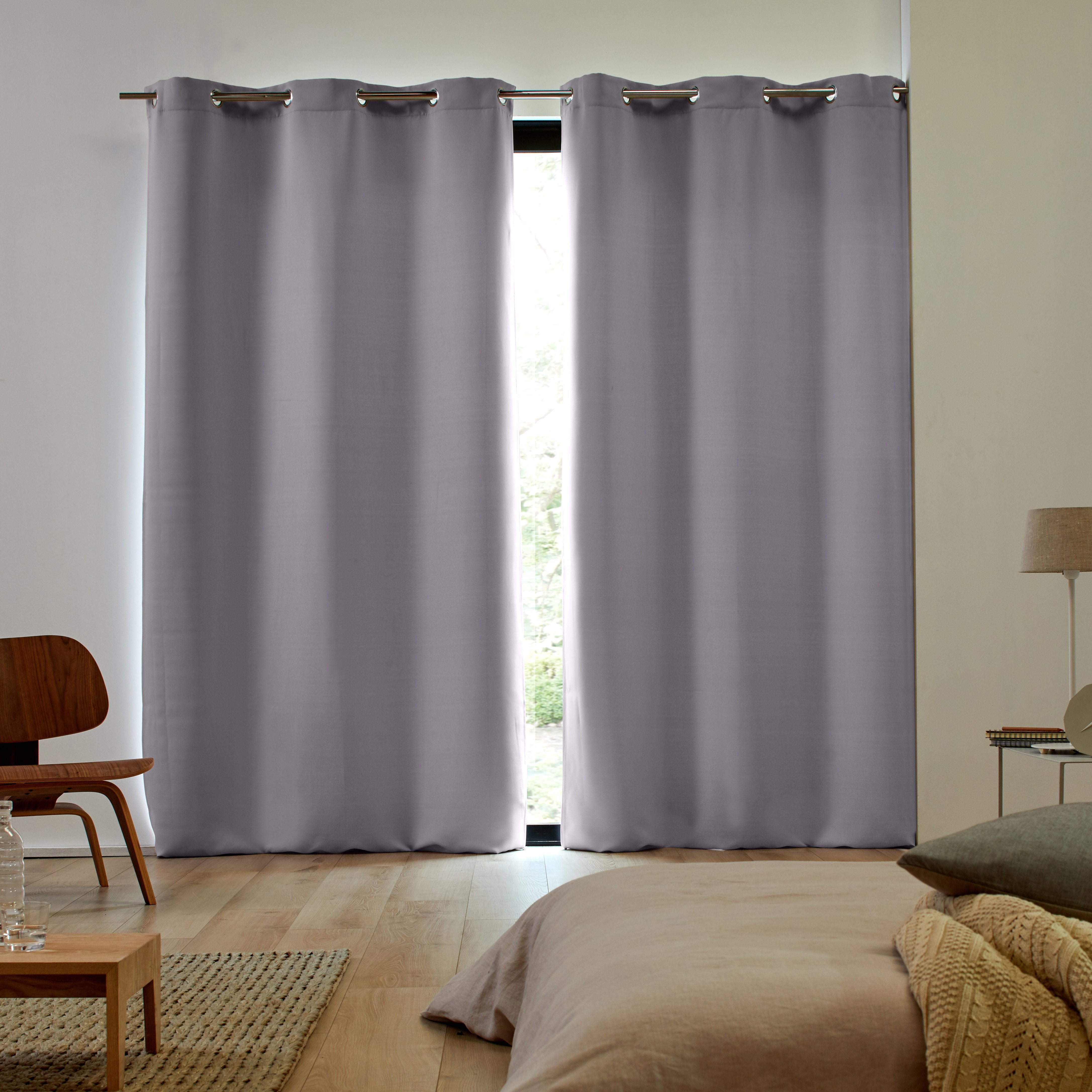 Pack of 2 blackout curtains with eyelets MADURA Grey