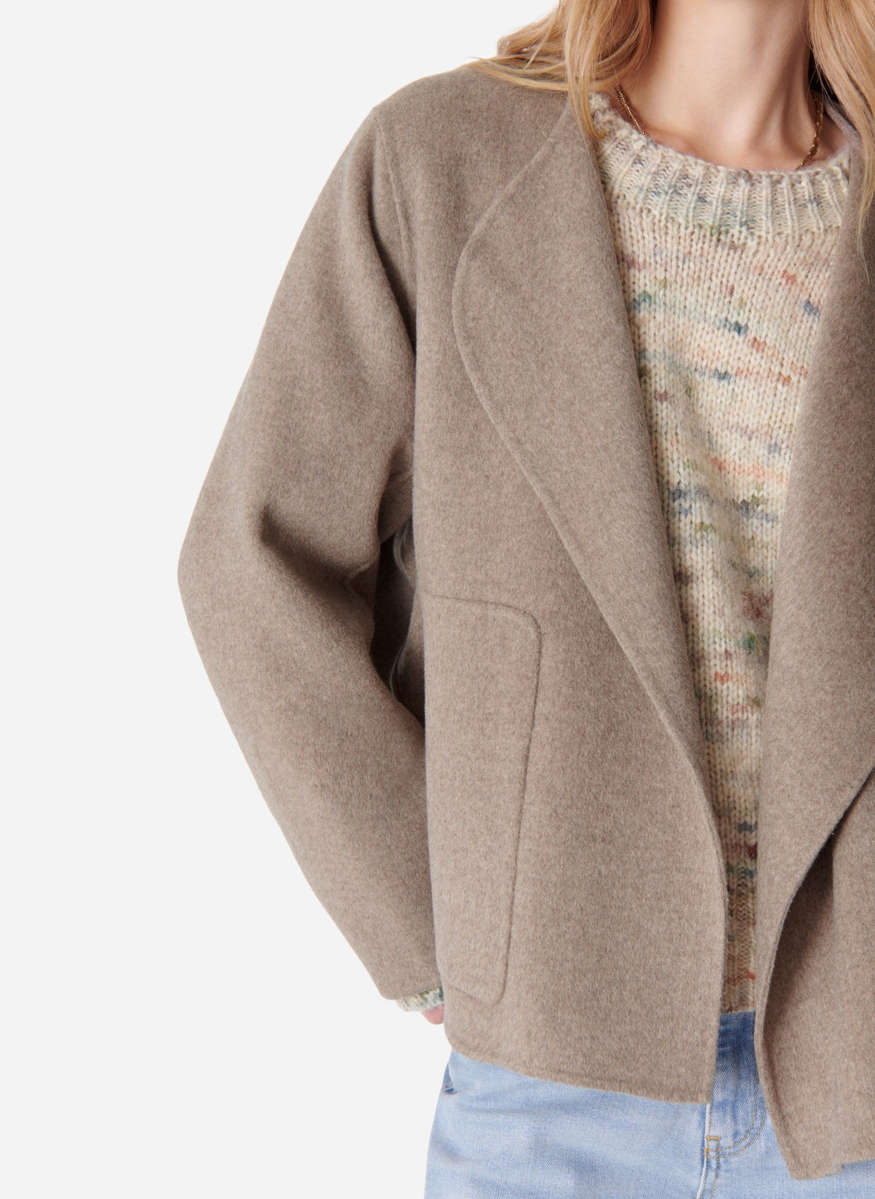 Wollmantel mit doppelseitigem Stoff Grau