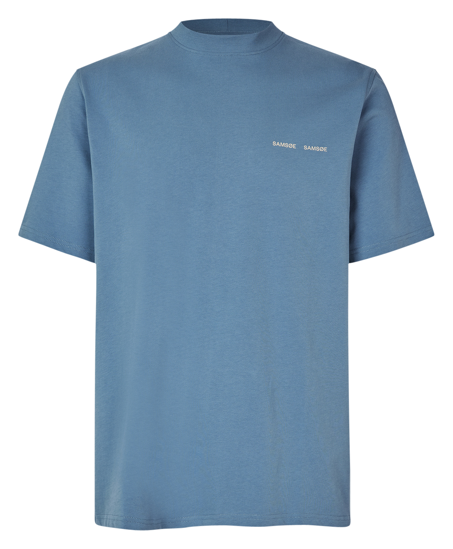 Regular-fit T-shirt van biokatoen met opstaande kraag SAMSOE SAMSOE Blauw