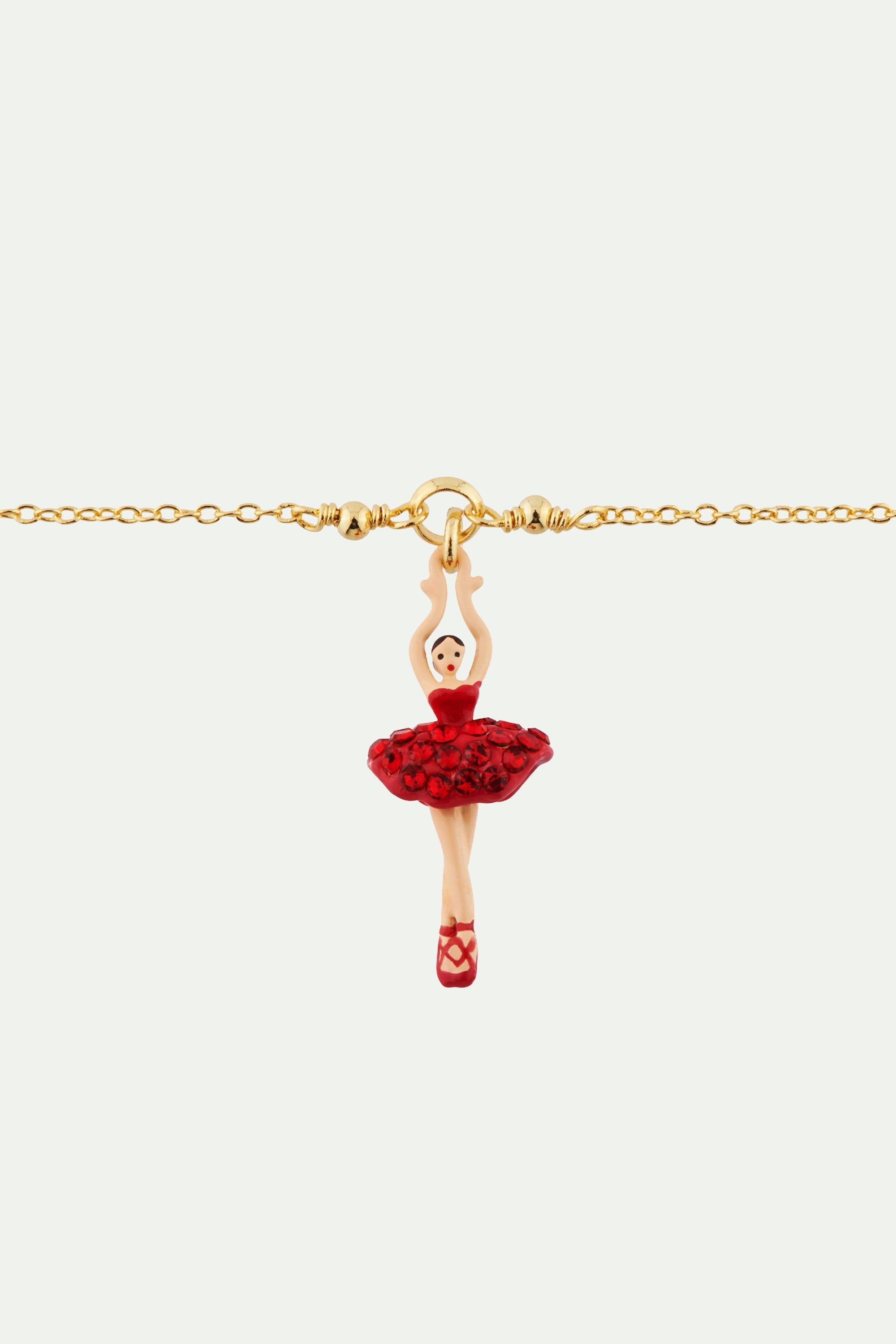 Mini ballerina tutu bracelet with rhinestone pave LES NEREIDES Red