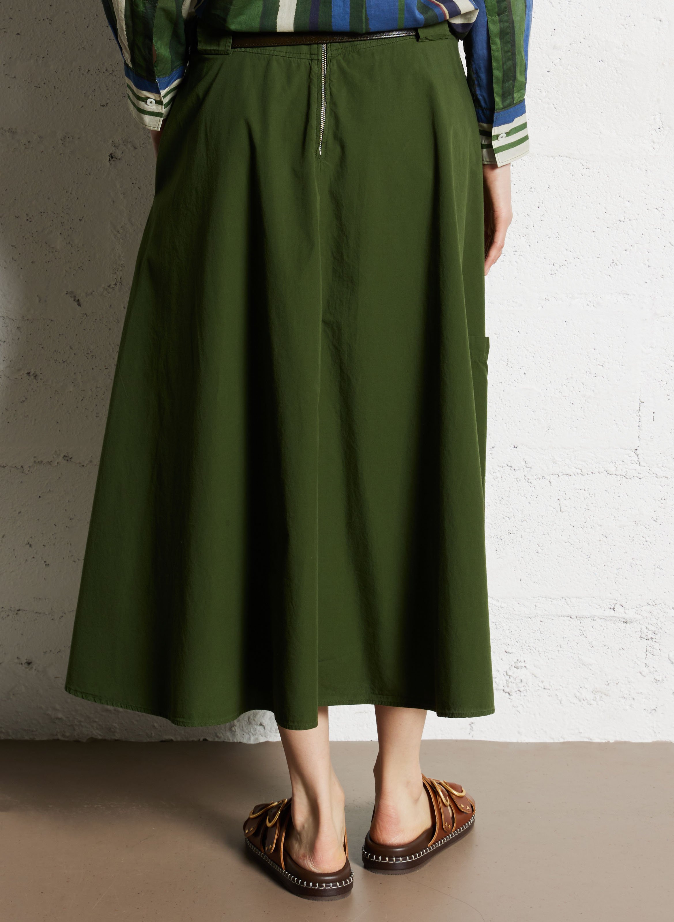 Jupe midi évasée en coton  DIEGA Marron