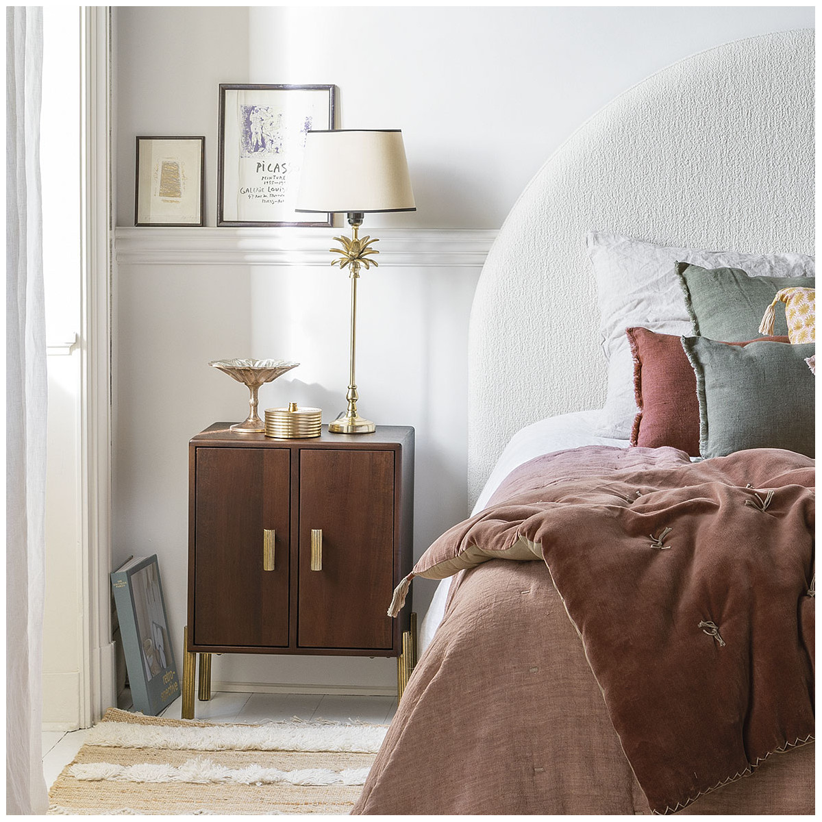 Futon mattéo en velours de coton et lin - 180 x 80 cm - terracotta BLANC D'IVOIRE Rouge