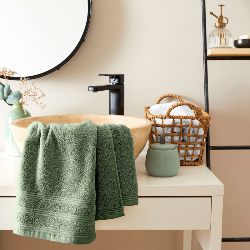 100% combed cotton hand towel COTON PUR Green