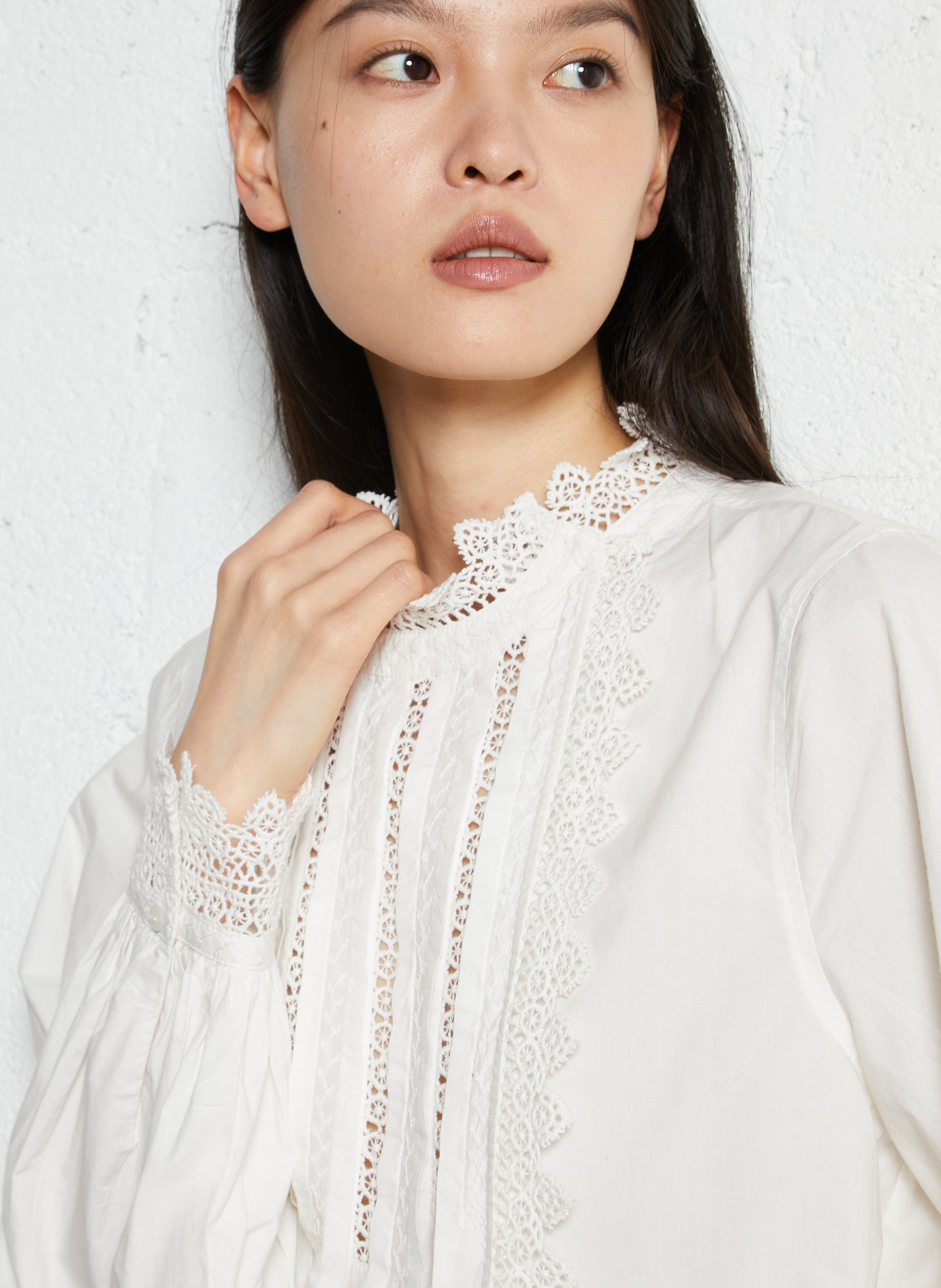 High-neck cotton blouse LOUISE MISHA White