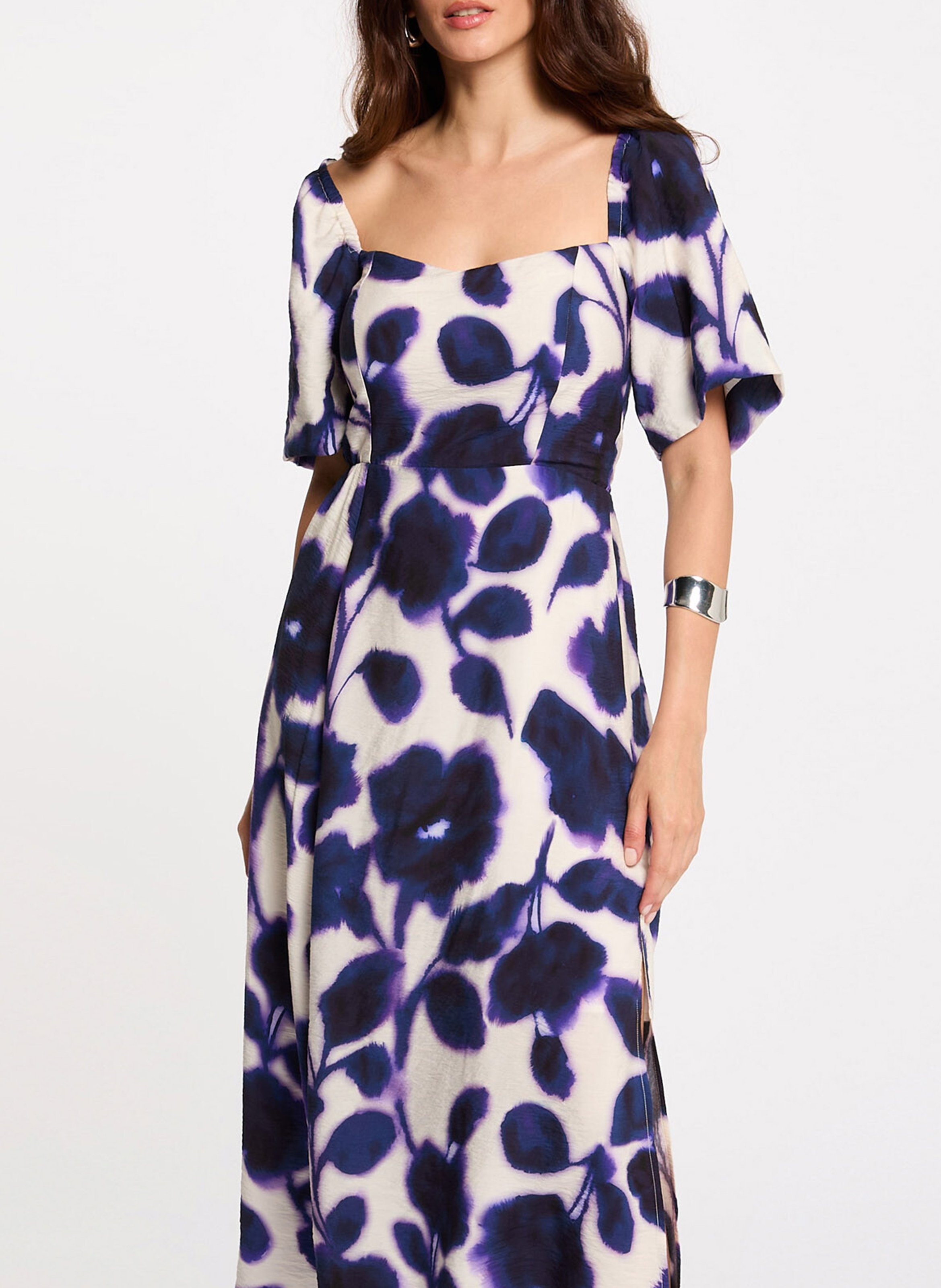 Robe longue col carré à imprimé floral MORGAN Multicolore