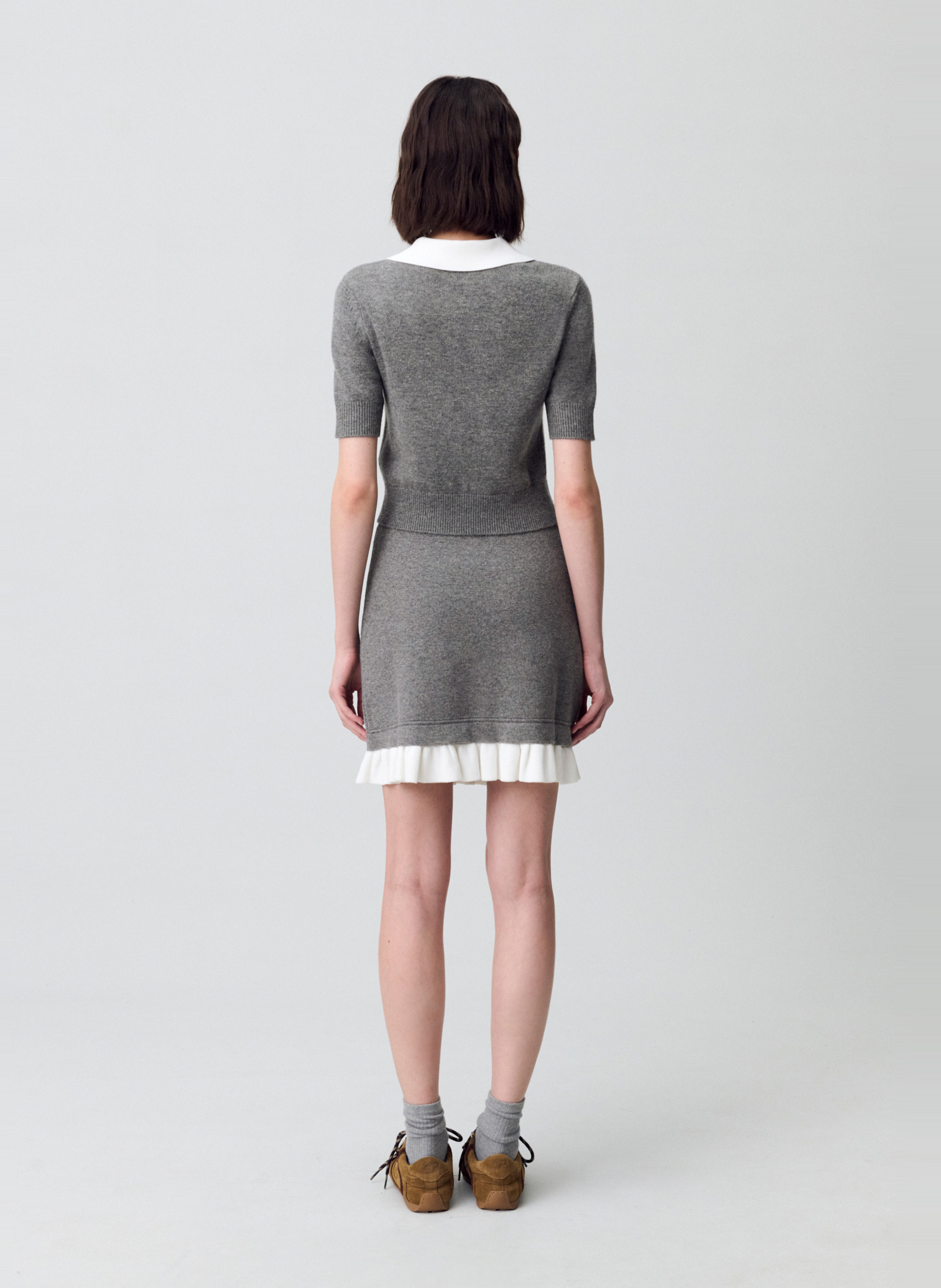 Korte rok van fijne breisels CLAUDIE PIERLOT Grijs