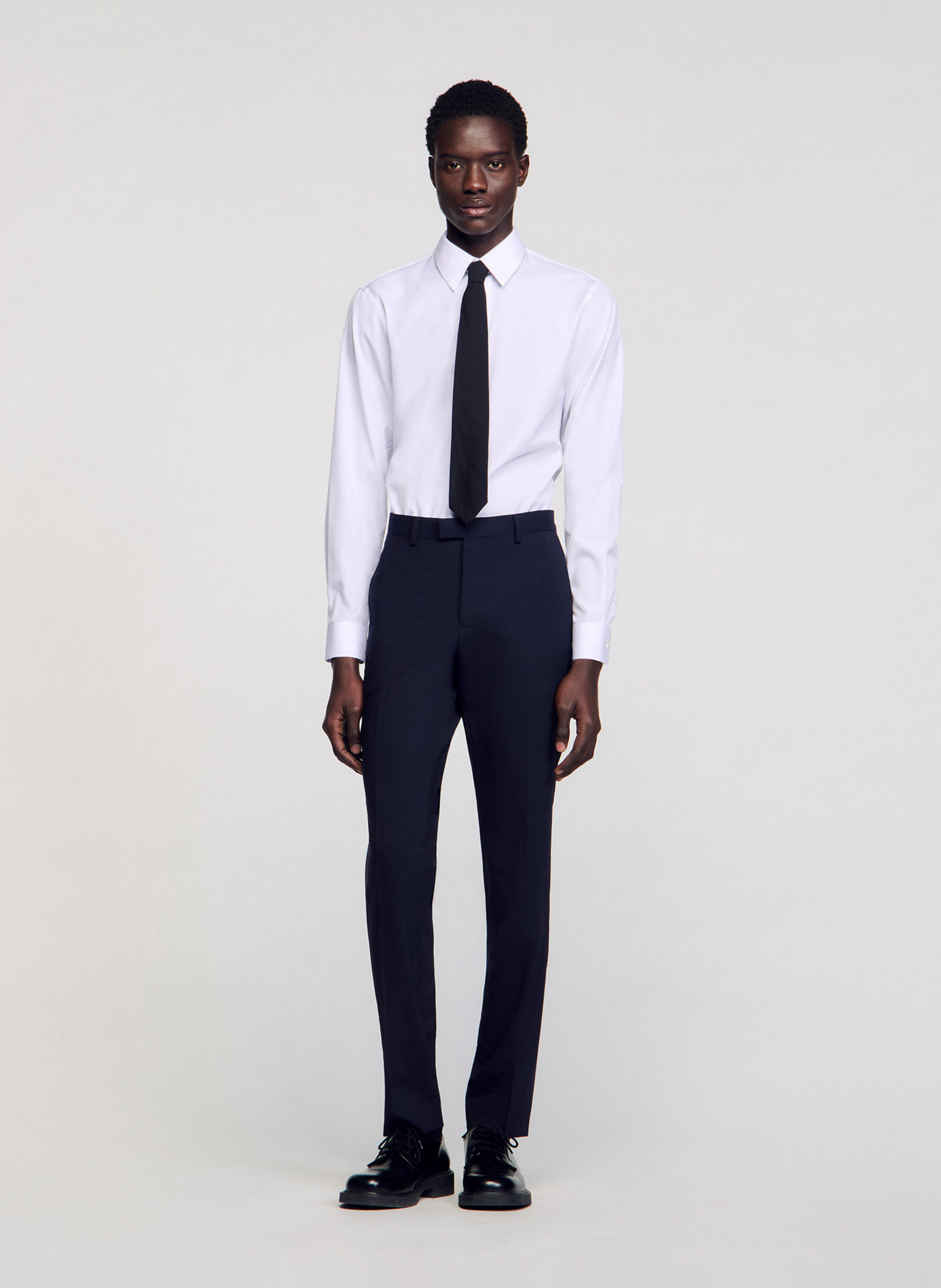 Wollen broek met bandplooien SANDRO Blauw