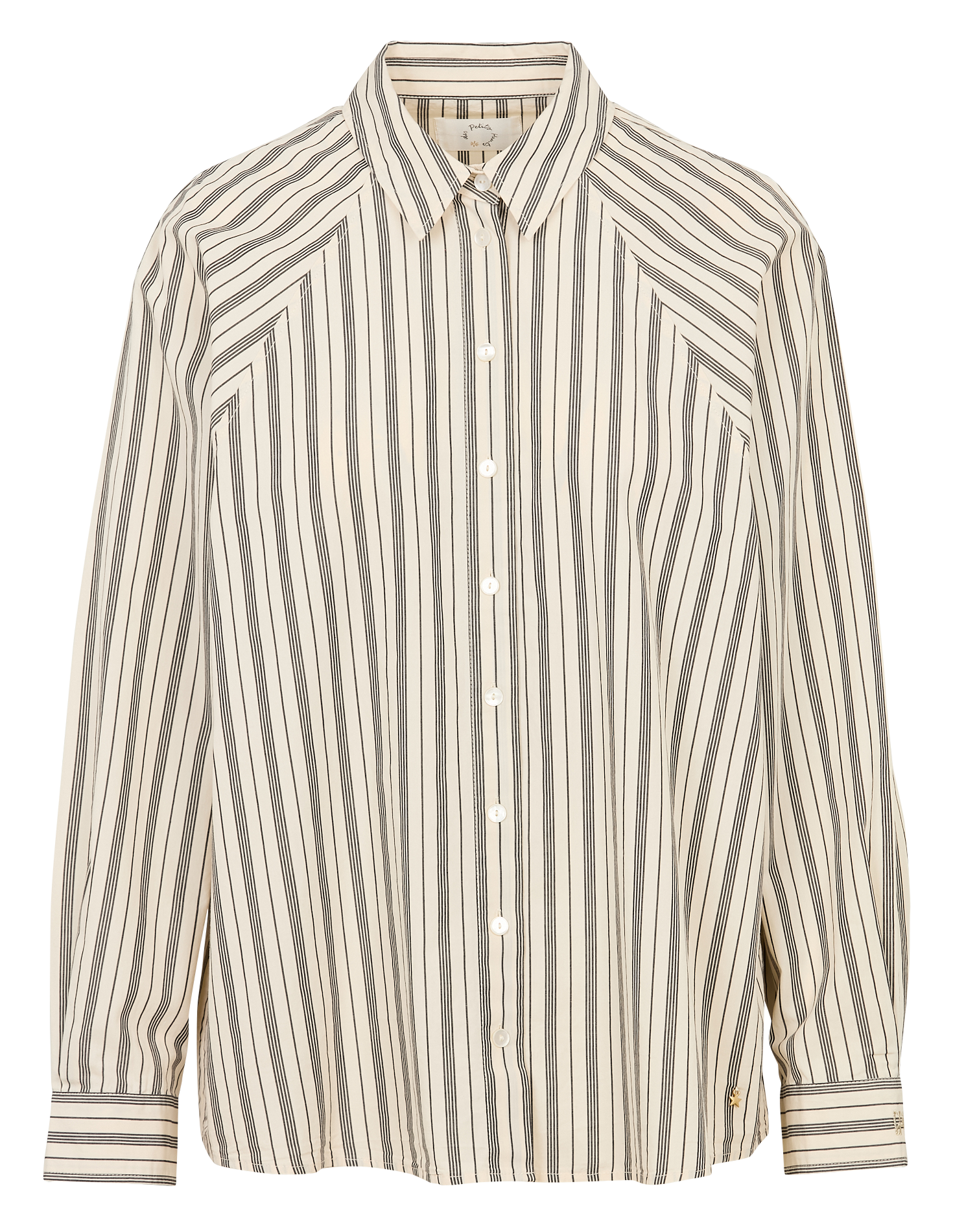 Oversized striped cotton shirt DES PETITS HAUTS Beige