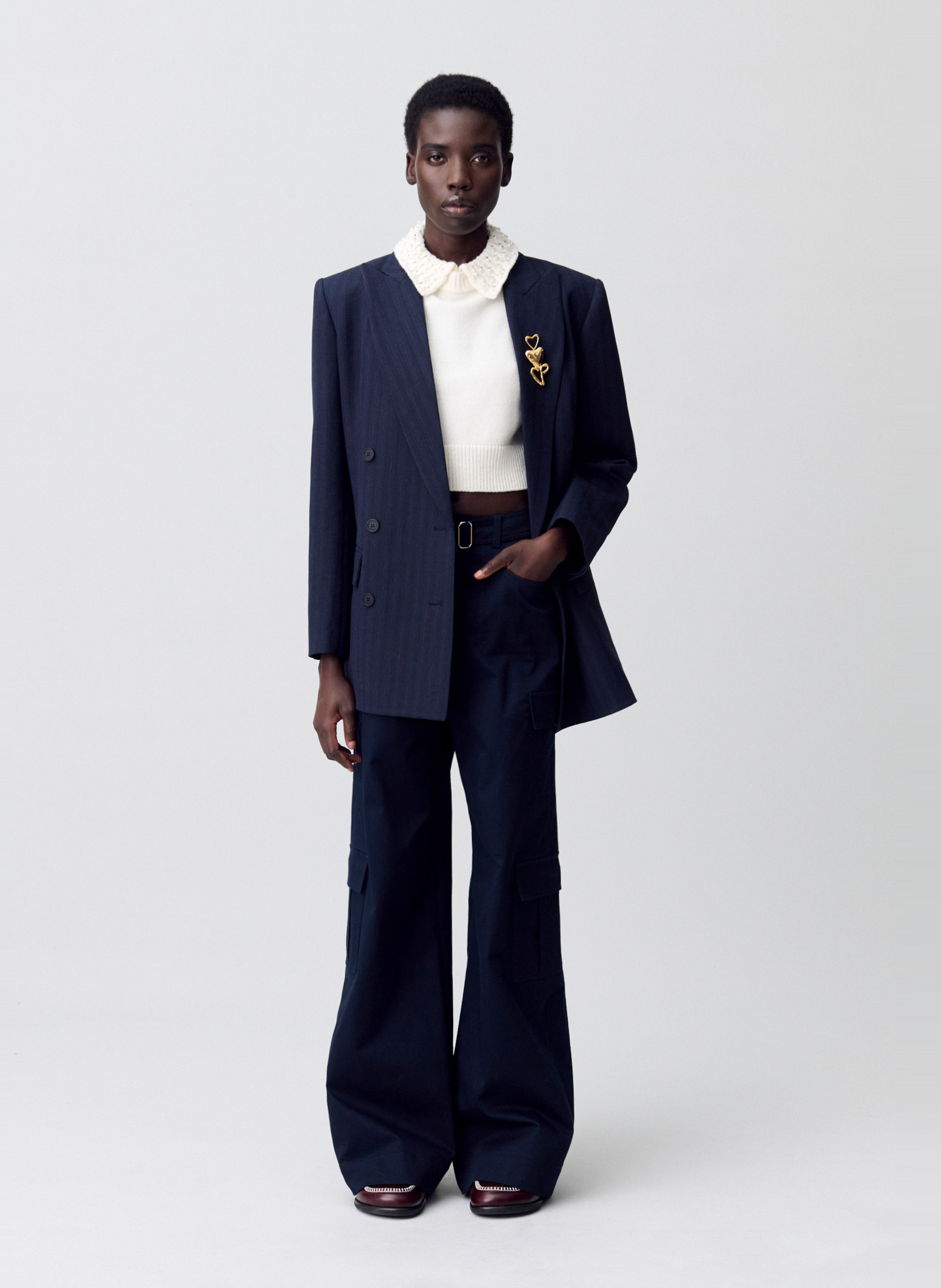 Top ajusté en laine et cachemire CLAUDIE PIERLOT Beige