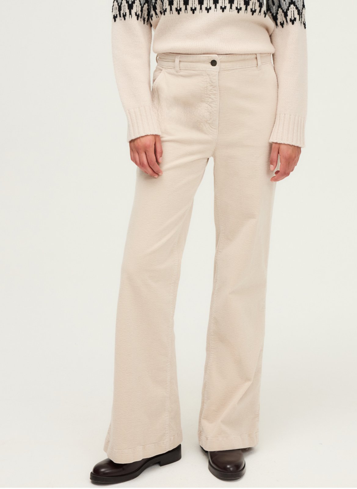 Pantalon flare en coton mélangé PABLO Beige