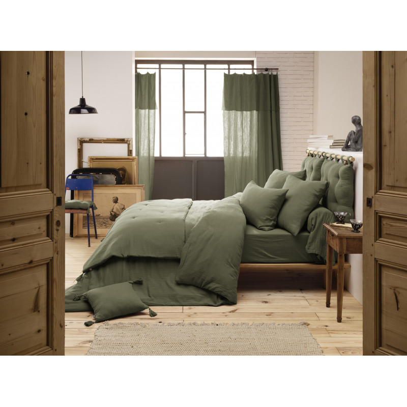 "Duvet cover set "Gaia" all sizes "cotton gauze"" L'EFFET PAPILLON Green
