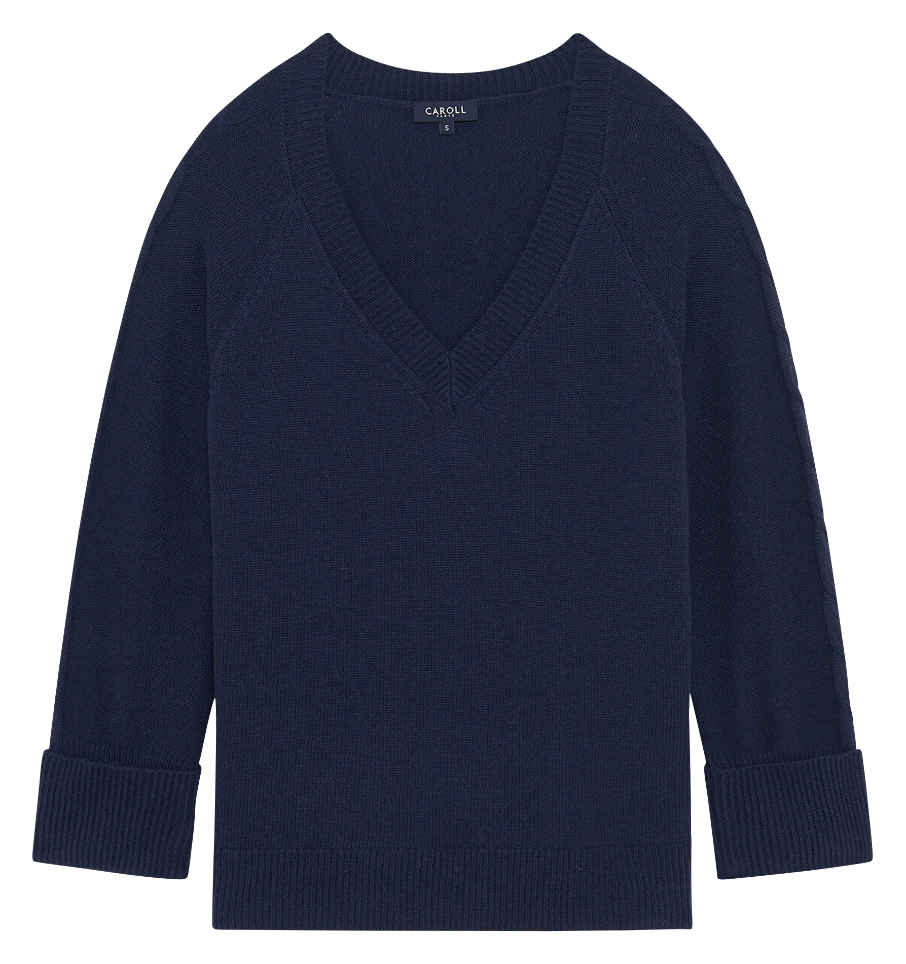 Blossom V-neck wool-blend sweater CAROLL Blue
