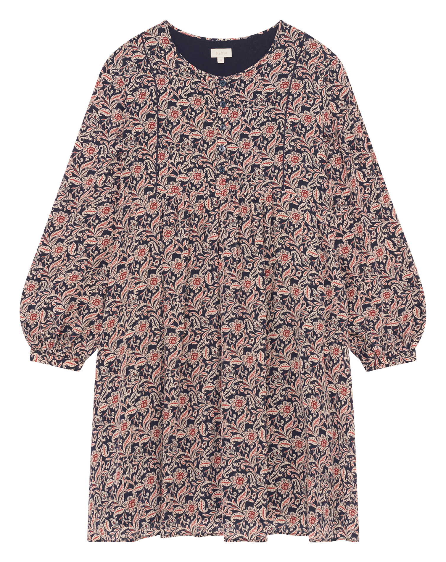 Short printed round-neck dress PABLO Blue