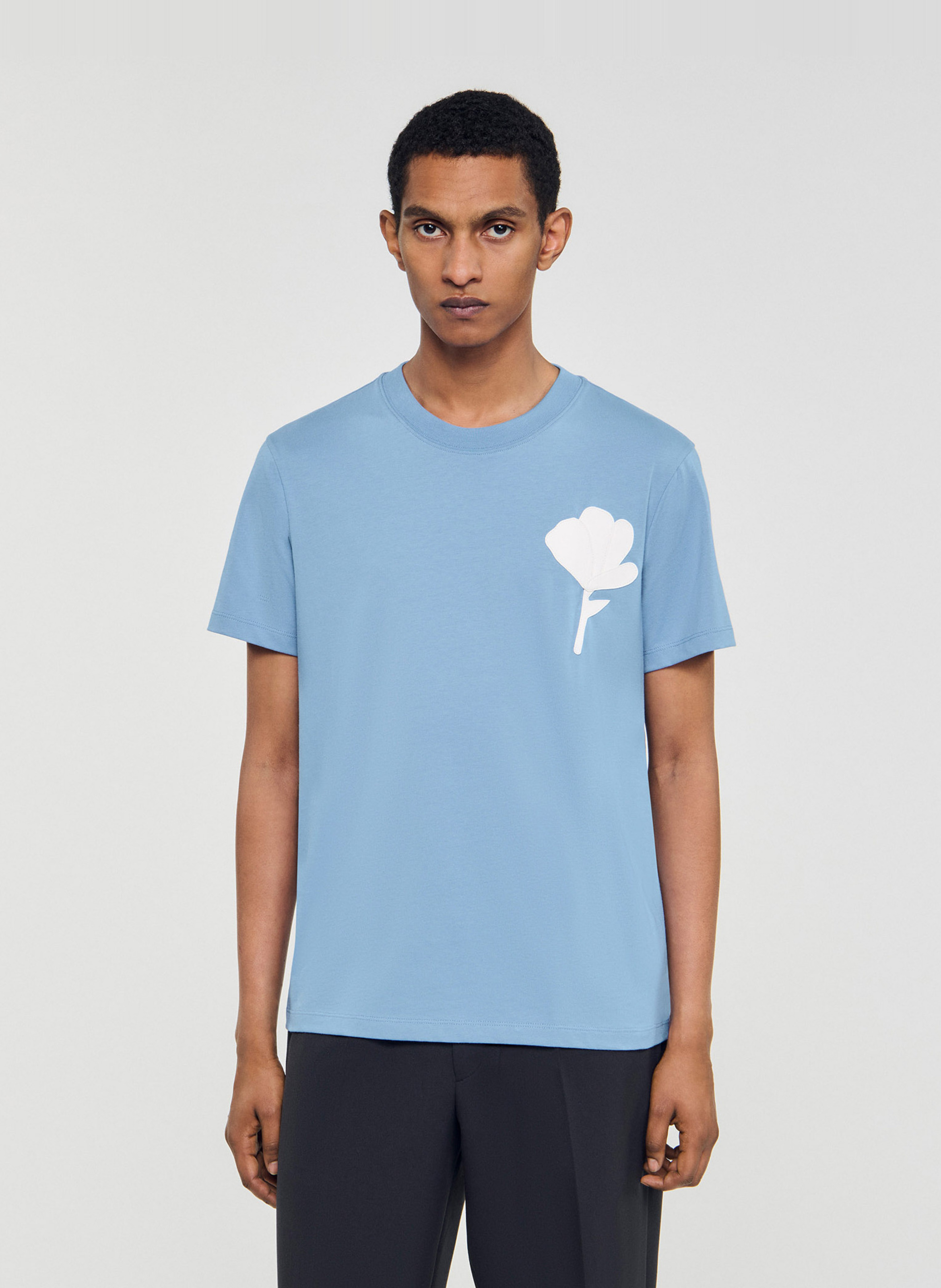 T-shirt met korte mouwen en zeefdruk SANDRO Blauw