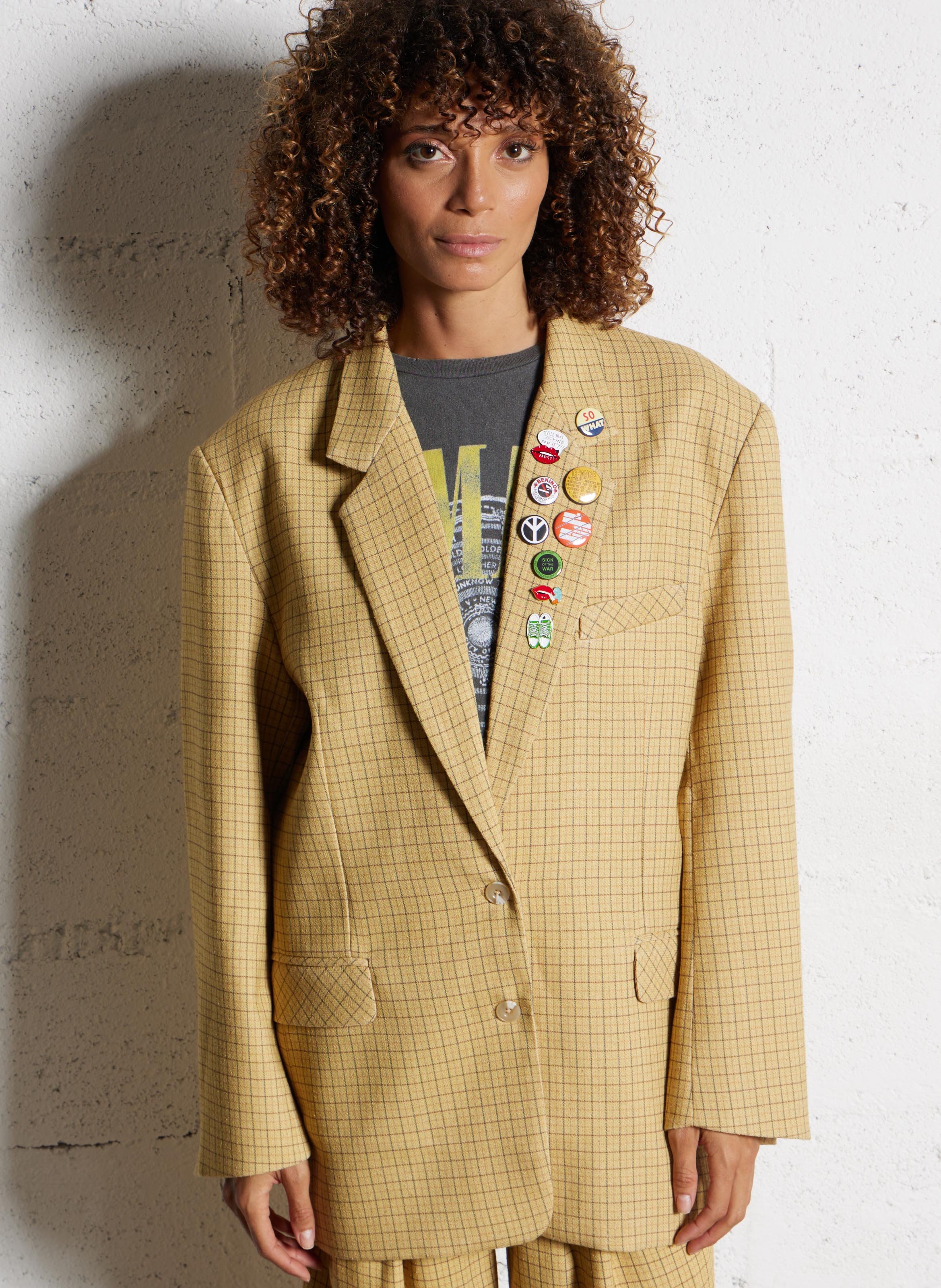 Veste tailleur ample à carreaux  MES DEMOISELLES Jaune