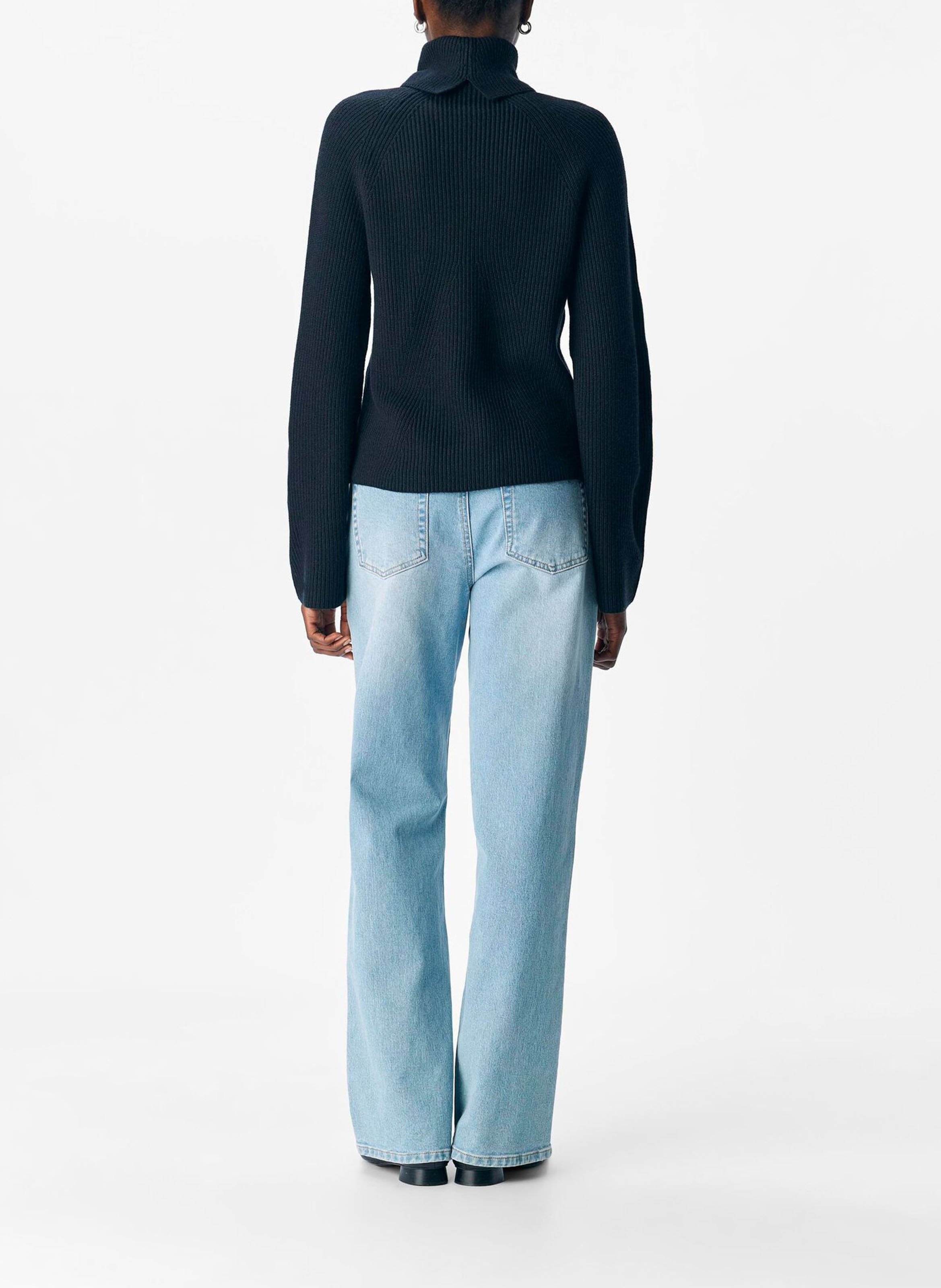 Rechte, gebreide coltrui OBJECT Zwart