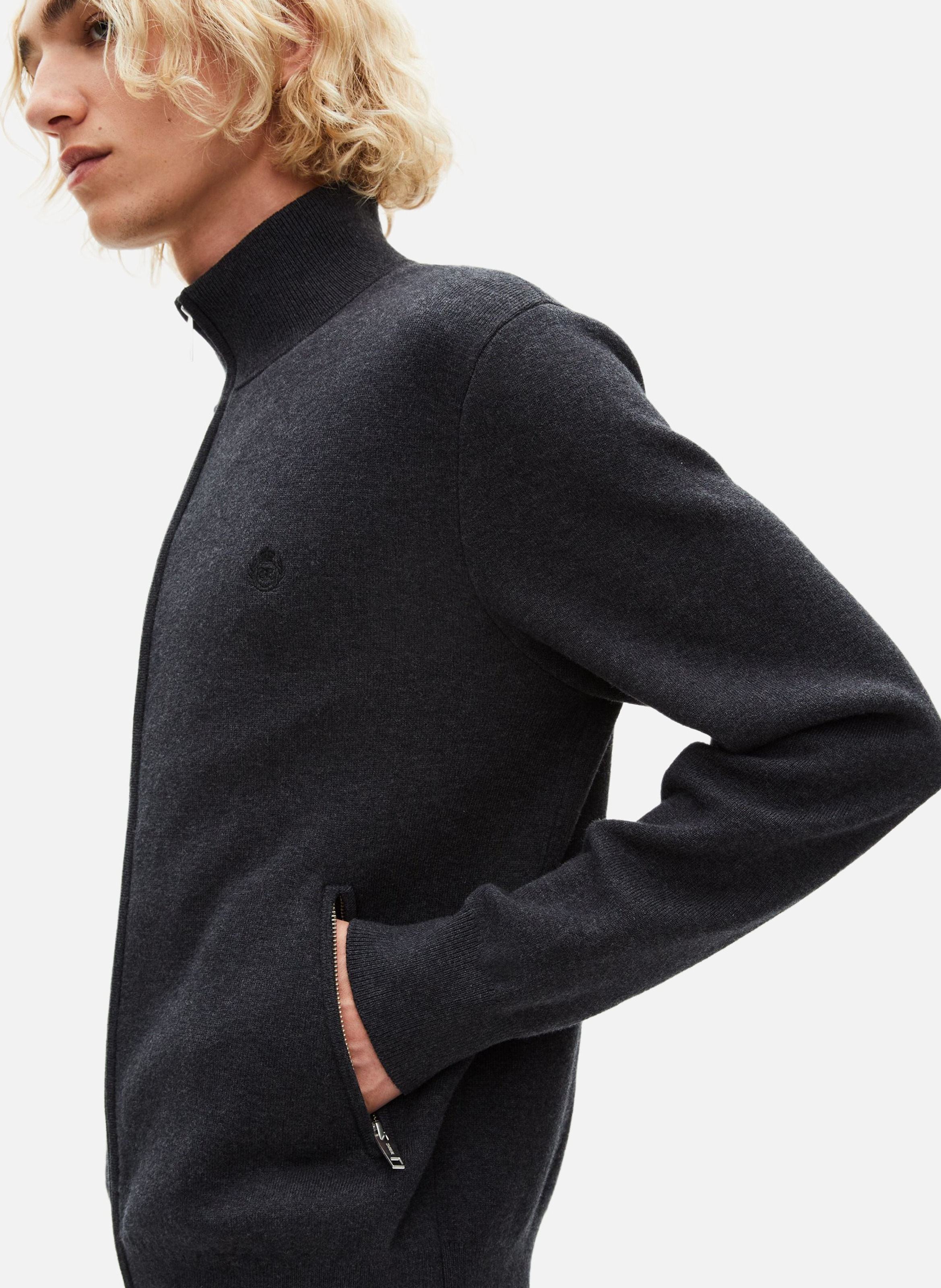 Double-faced zip-up cardigan THE KOOPLES Grey