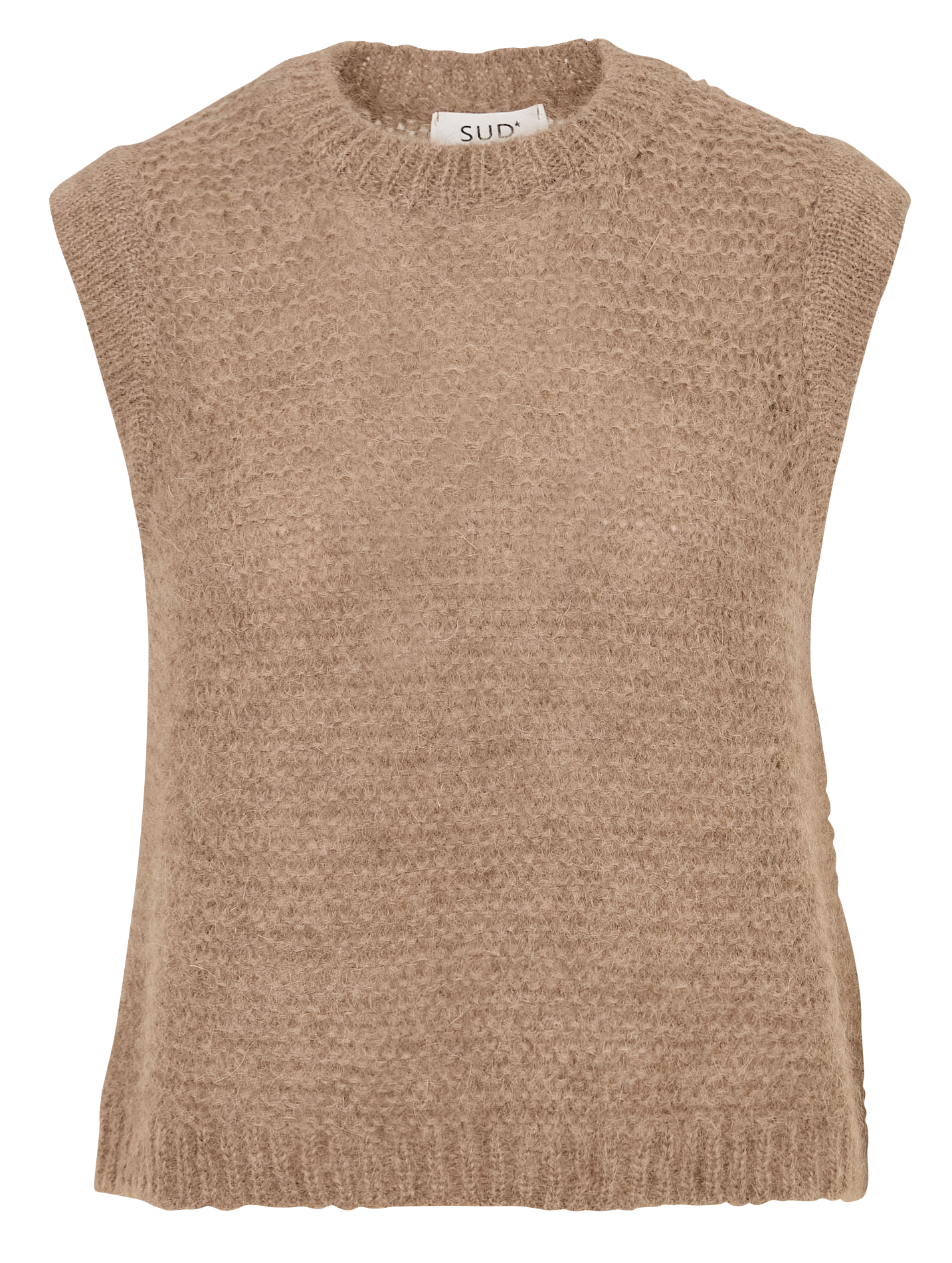 Pull sans manches col rond en laine mélangée SUD EXPRESS Marron