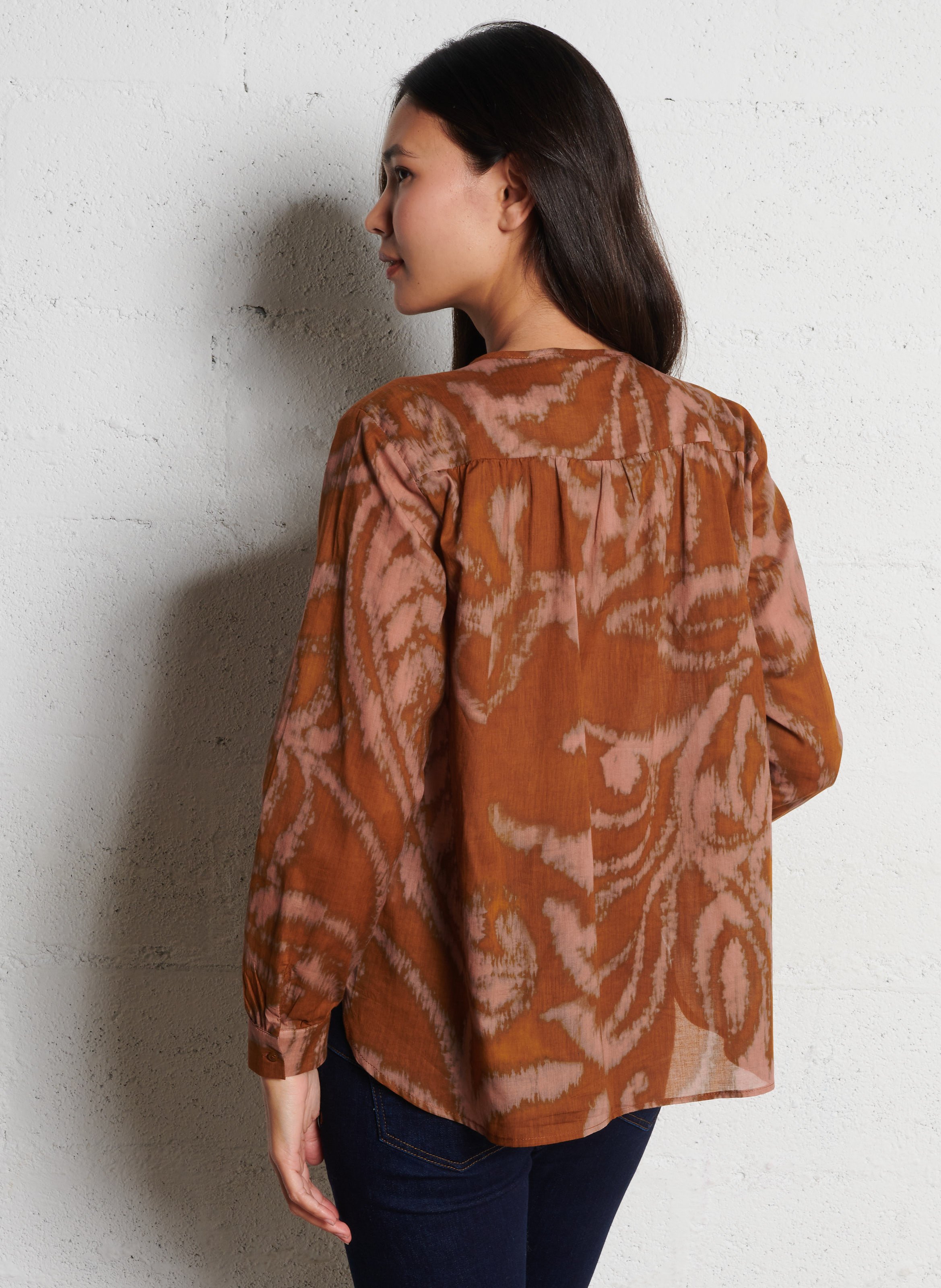 Chemise droite en coton imprimé SUD EXPRESS Beige