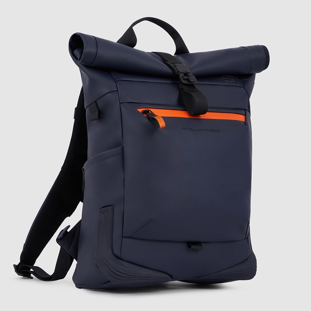 Backpack for PC and iPad® with chest strap, u-lock loops, and rear light loop PIQUADRO Blue