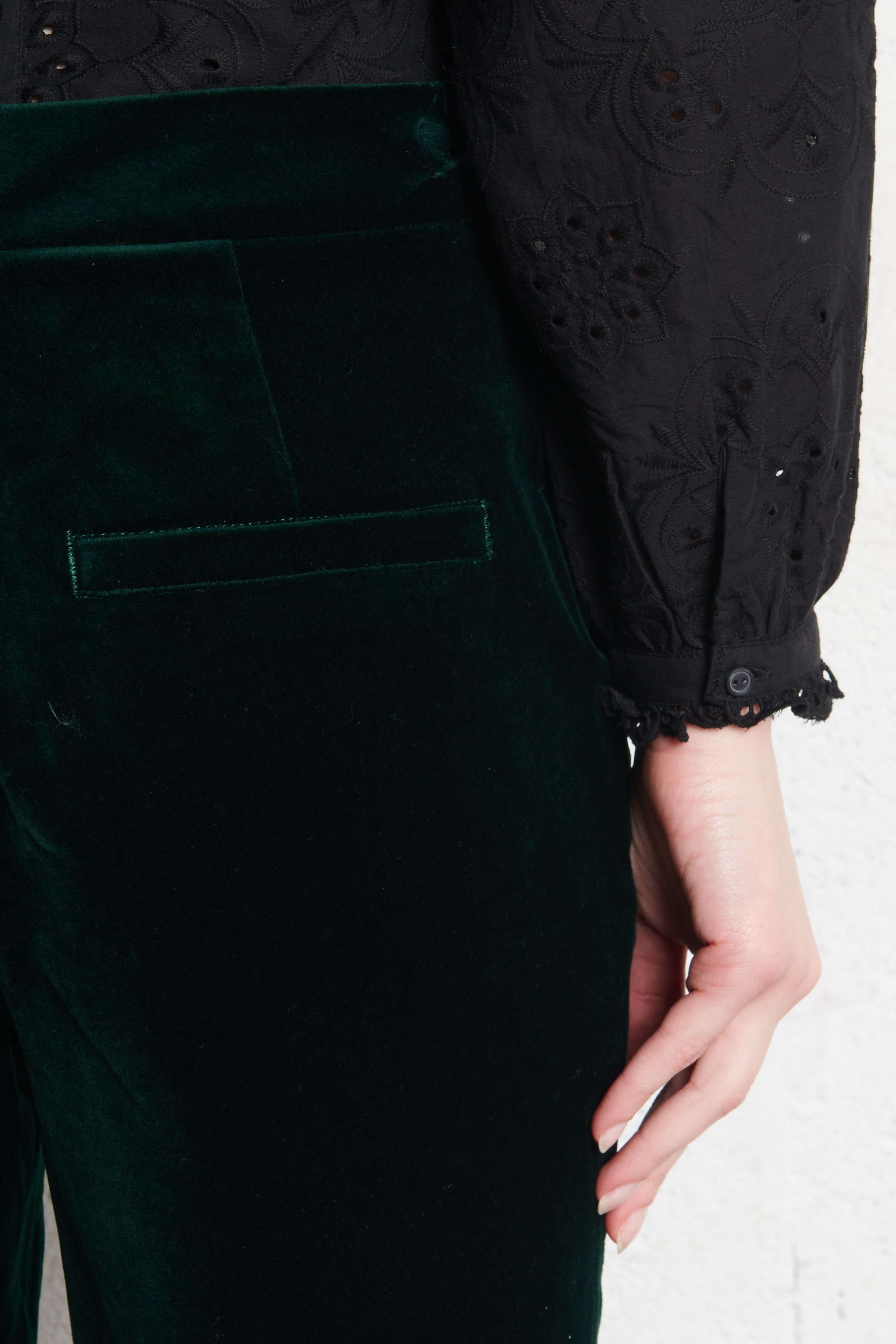 Katoenen broek met wijd uitlopende pijpen BERENICE Groen