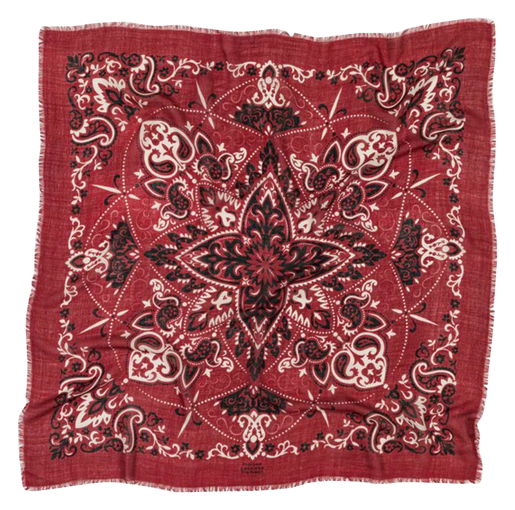 Bedrukte foulard van wol en zijde MAISON LECOMTE FLAMENT Rood