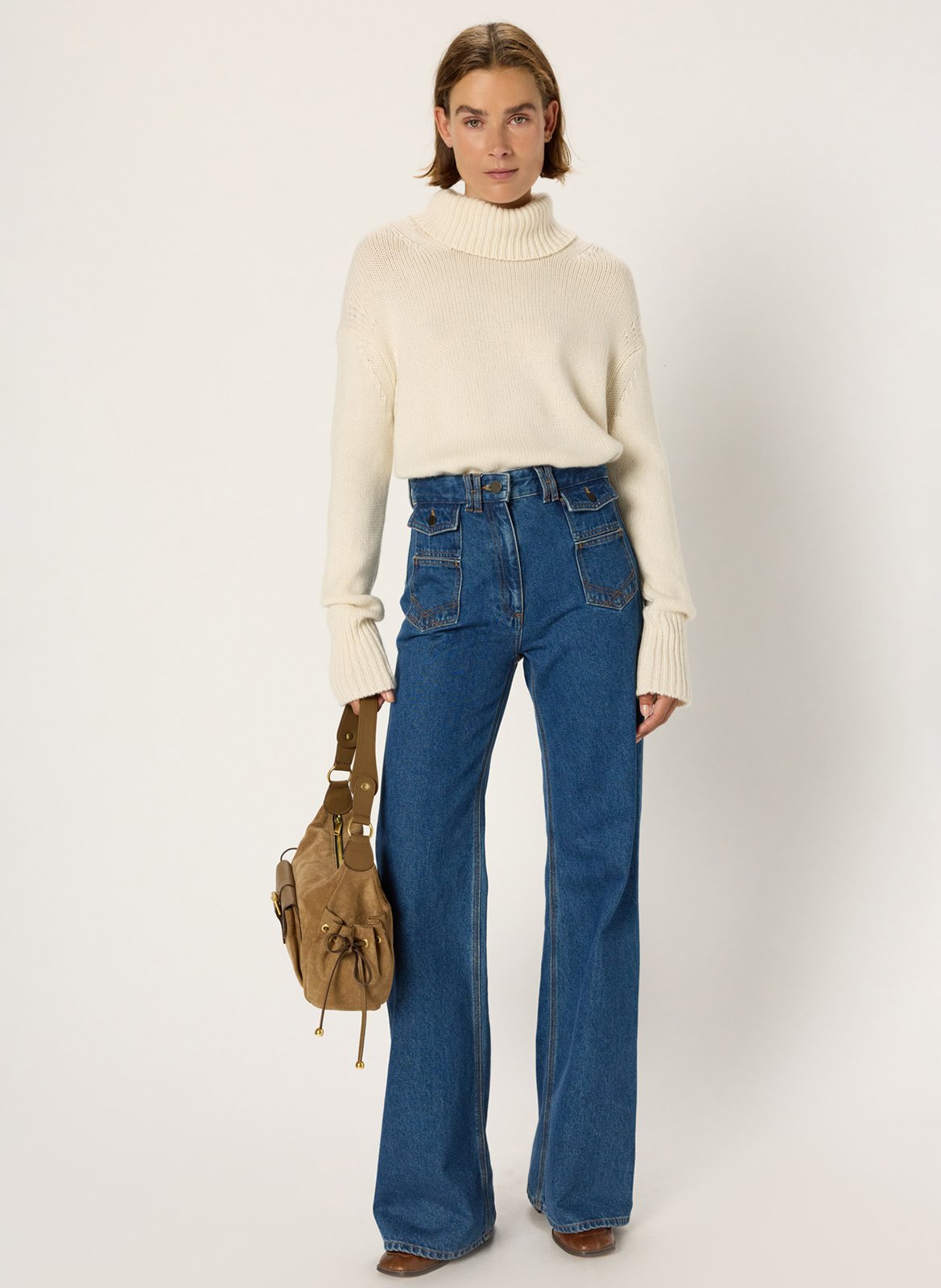 Pull col roulé en cachemire GERARD DAREL Beige