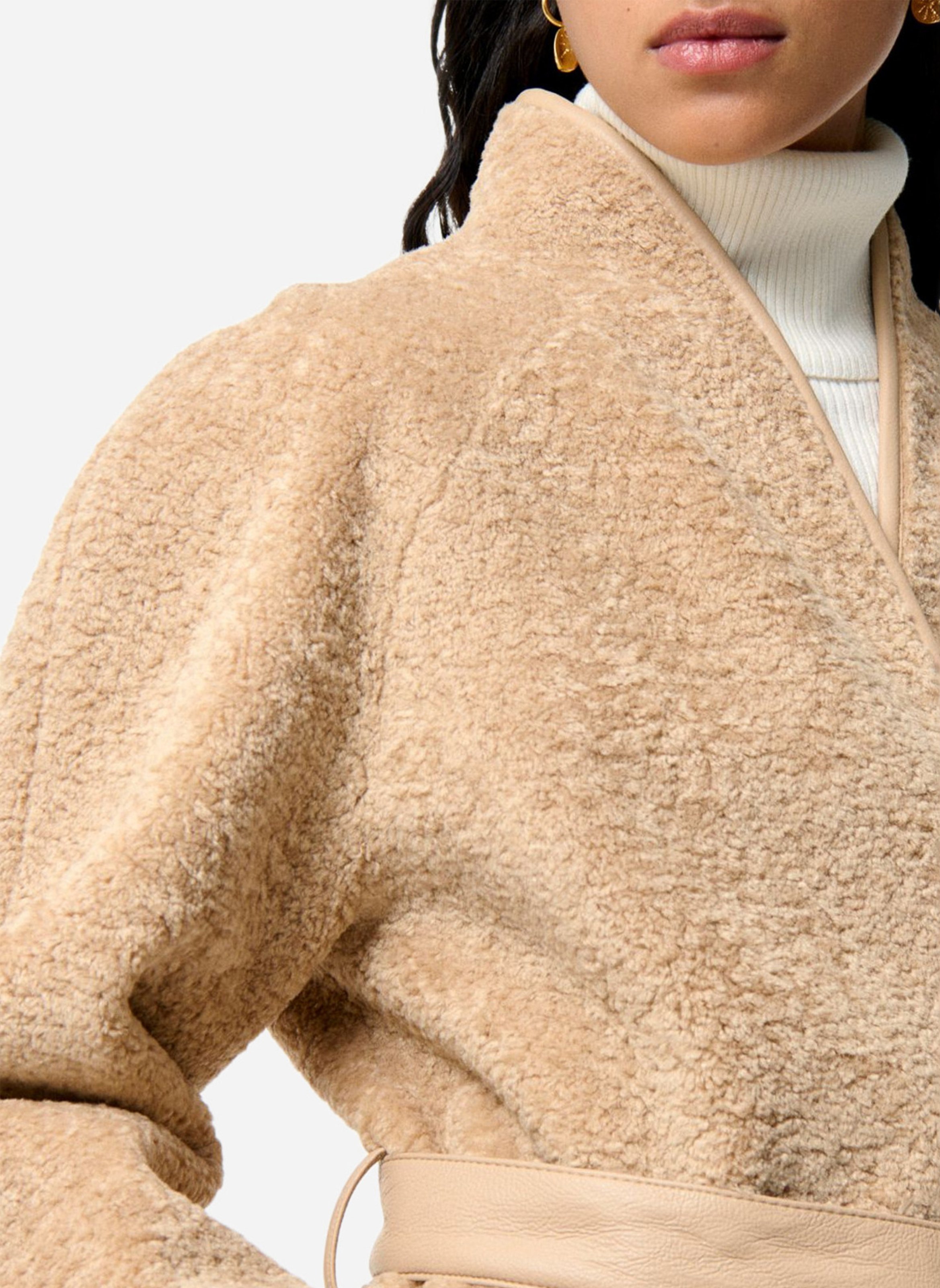 Faux leather V-neck jacket VANESSA BRUNO Brown