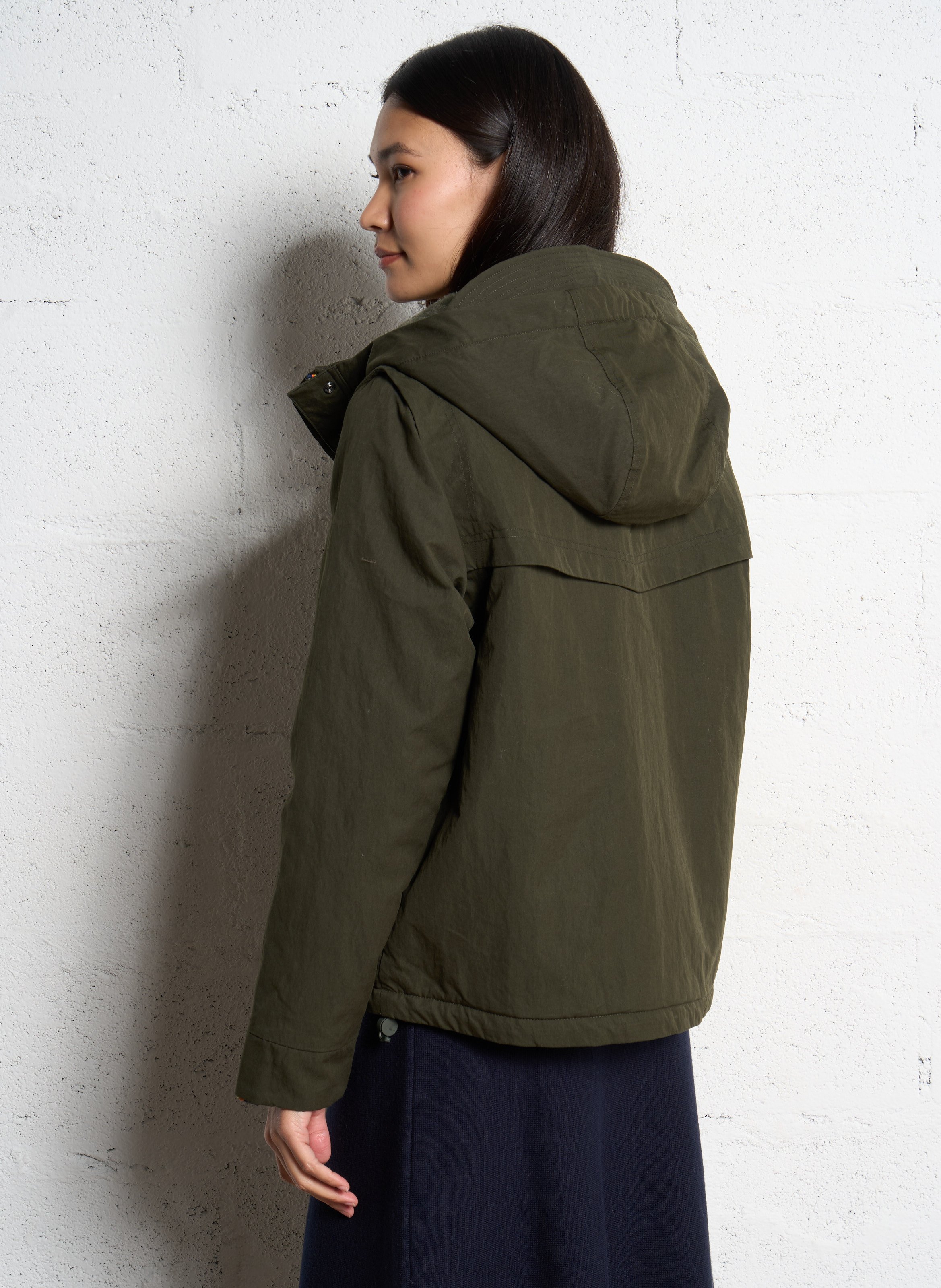 Gerade geschnittener Parka in einfarbig mit Stehkragen und Kapuze K-WAY Grun