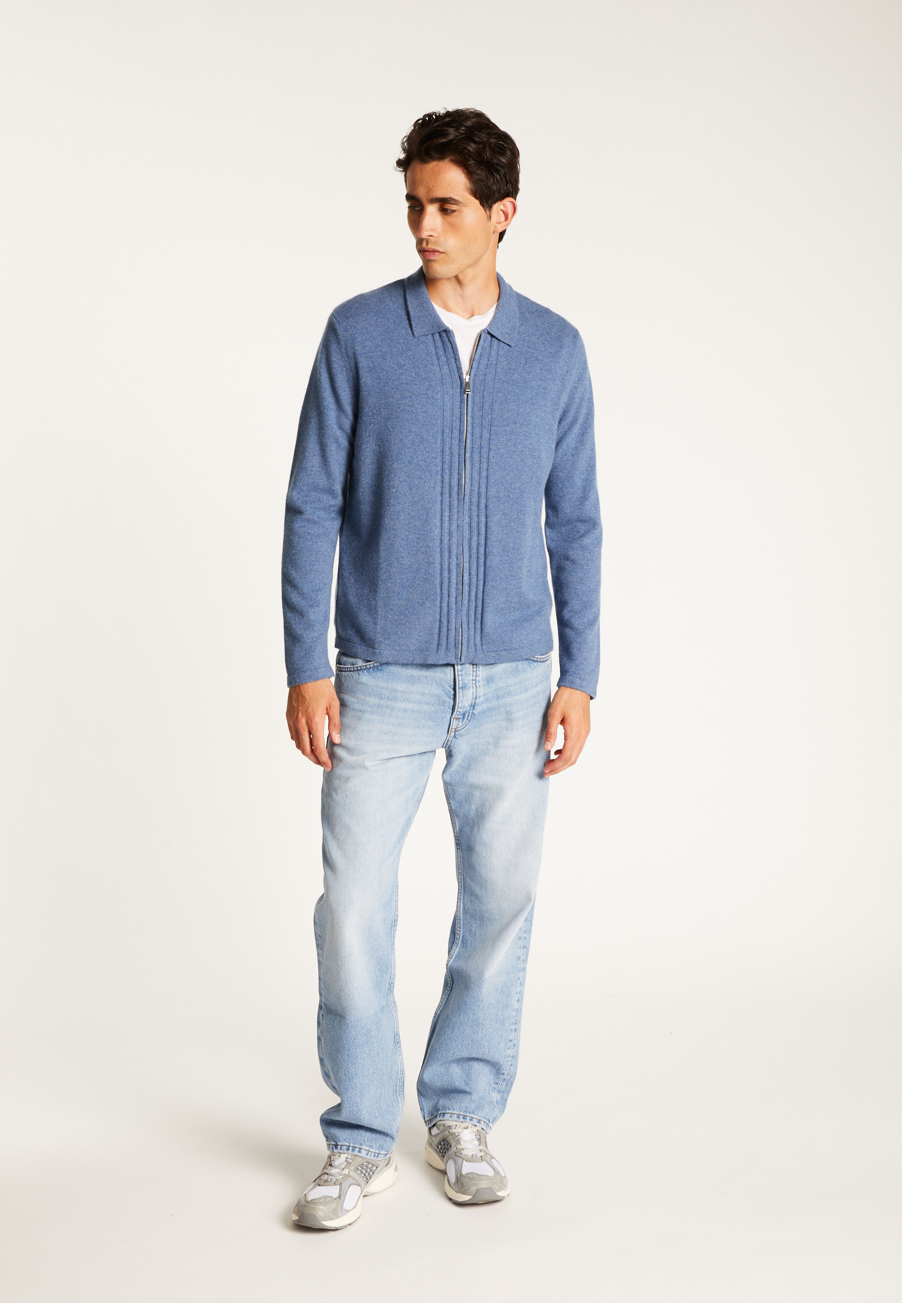 Zipped cashmere cardigan MAISON MONTAGUT Blue