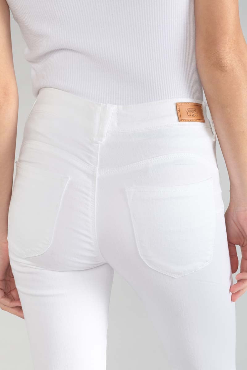 High-waisted push-up slim jeans, 7/8 length LE TEMPS DES CERISES White