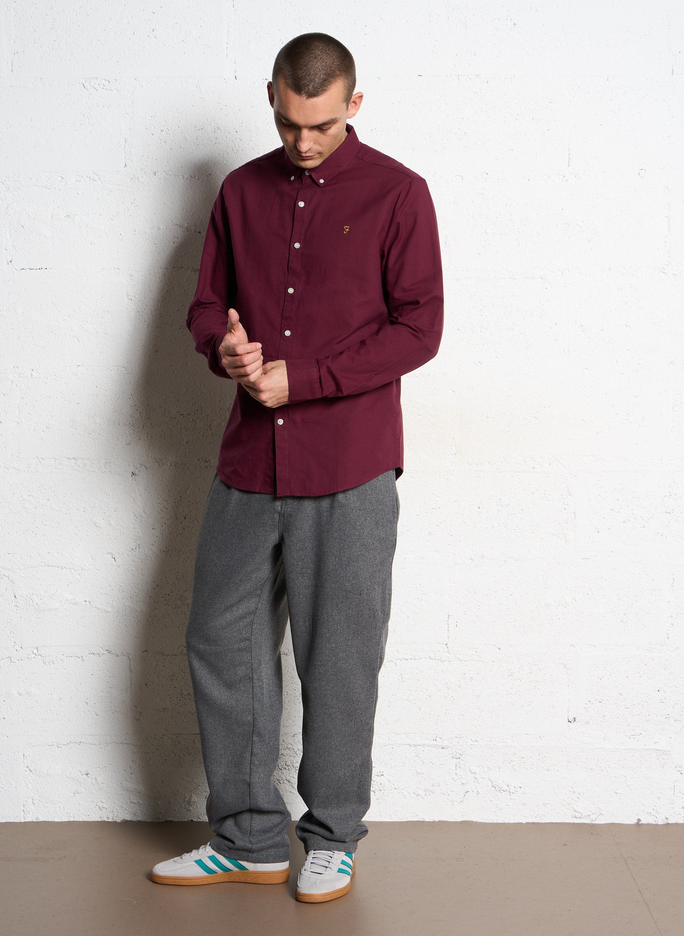 Chemise slim-fit en coton biologique FARAH Rouge