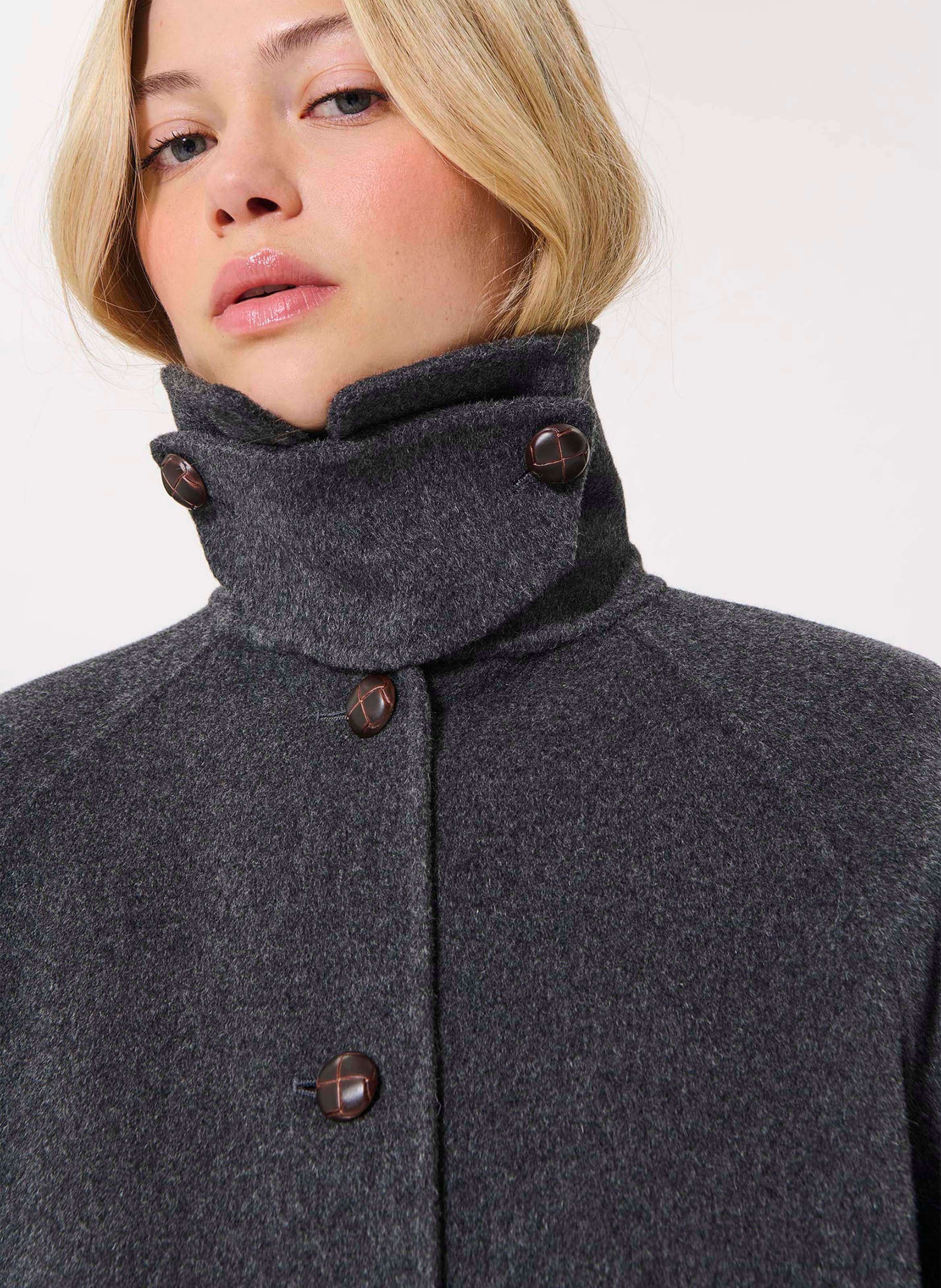 Manteau col classique en laine mélangée TARA JARMON Gris