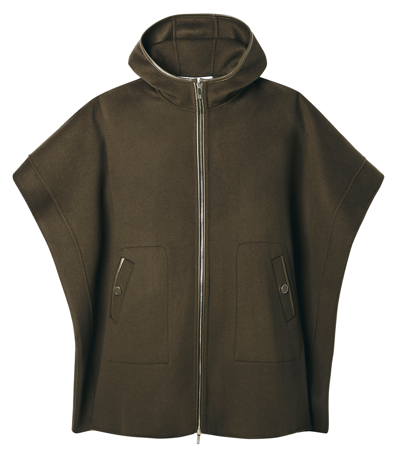 Halflange oversized cape met rits ZAPA Kaki