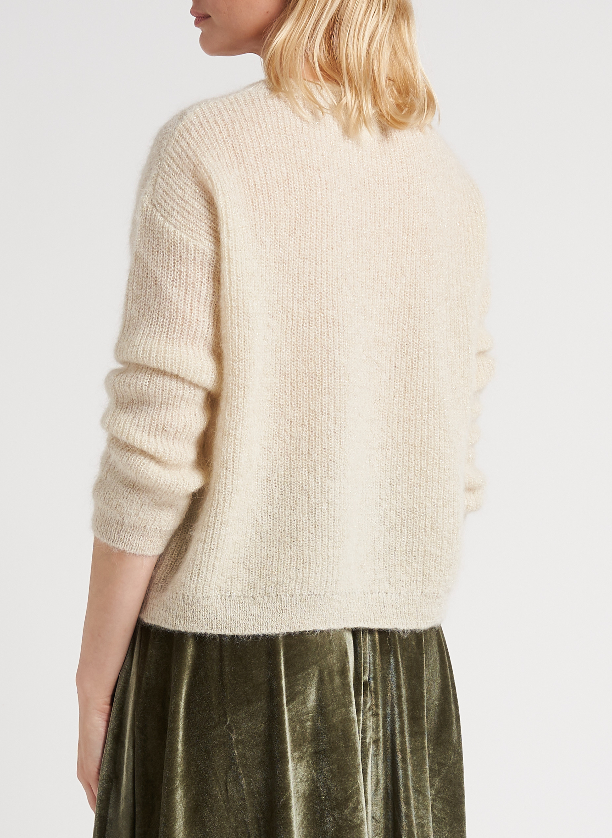 Weiter Metallic-Strickpullover mit Rundhalsausschnitt SUD EXPRESS Beige